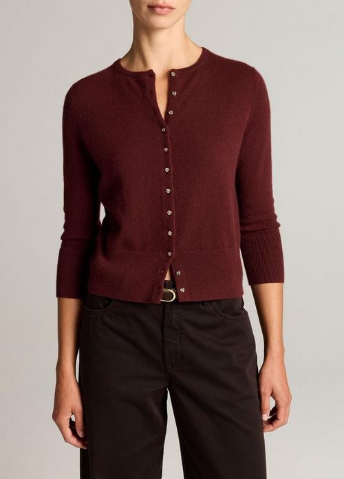 Metal-Button Wool & Cashmere-Blend Cardigan