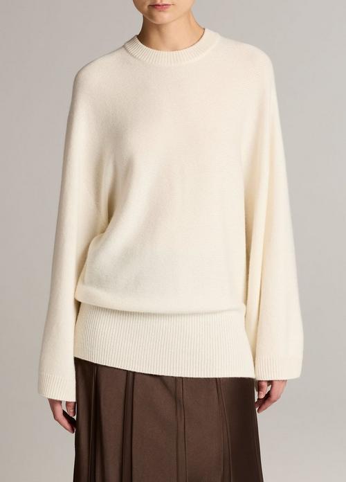 Wool-Cashmere Wide-Sleeve Crew Neck Sweater