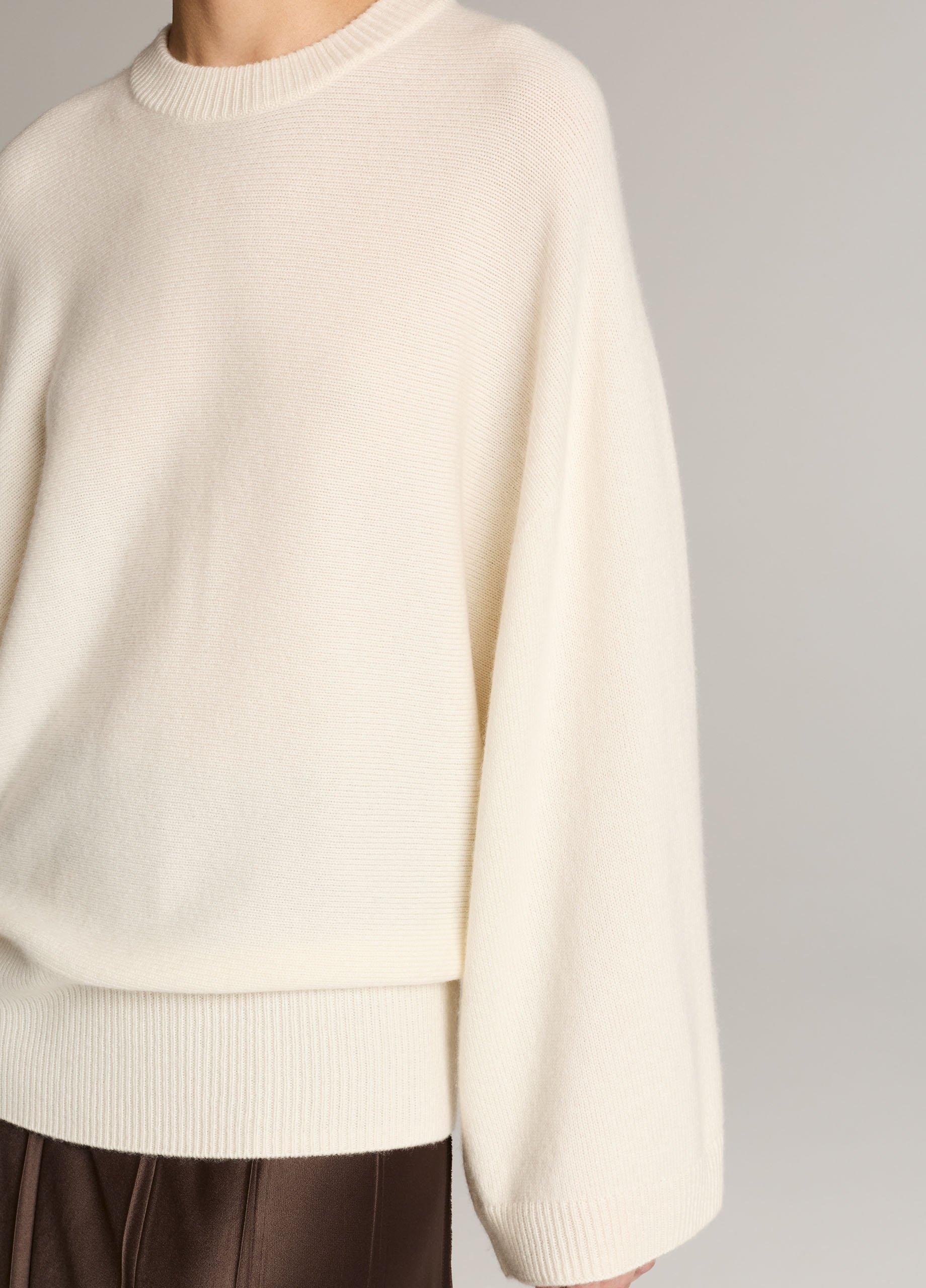 Wool-Cashmere Wide-Sleeve Crew Neck Sweater image number 1