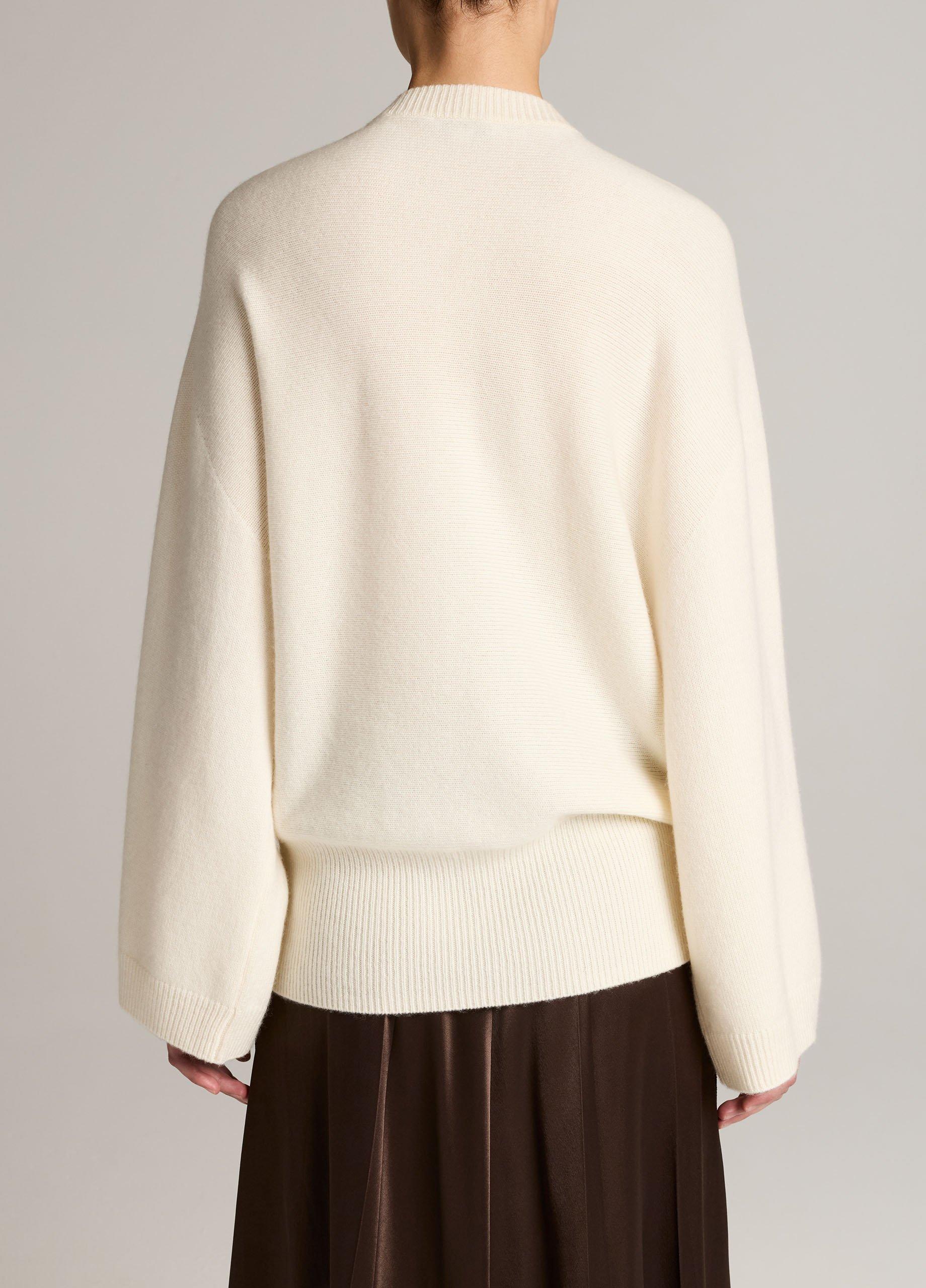 Wool-Cashmere Wide-Sleeve Crew Neck Sweater image number 2