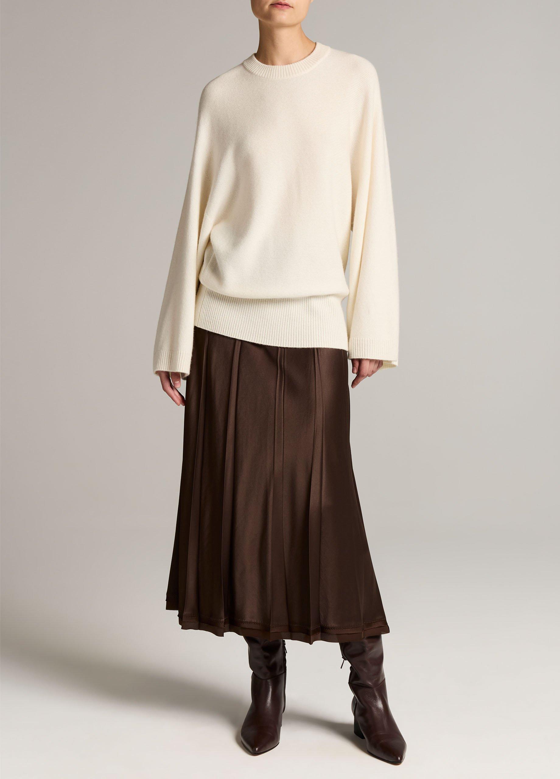 Wool-Cashmere Wide-Sleeve Crew Neck Sweater image number 3