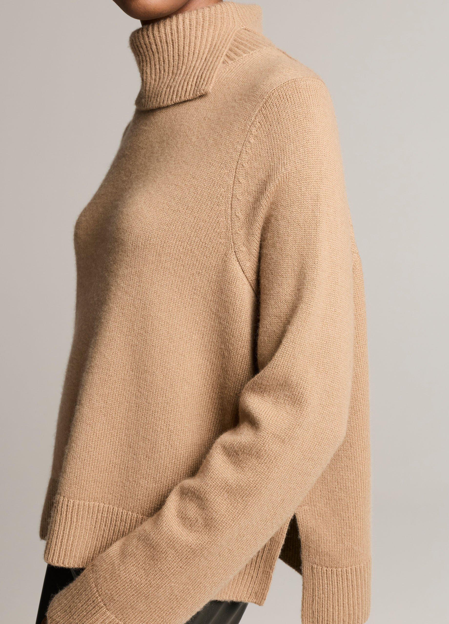 Wool-Cashmere Side-Slit Turtleneck Sweater image number 1