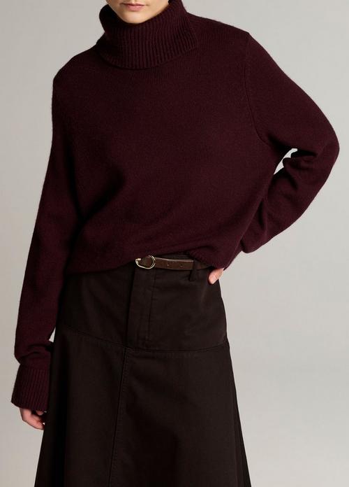 Wool-Cashmere Side-Slit Turtleneck Sweater