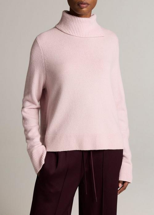 Wool-Cashmere Side-Slit Turtleneck Sweater