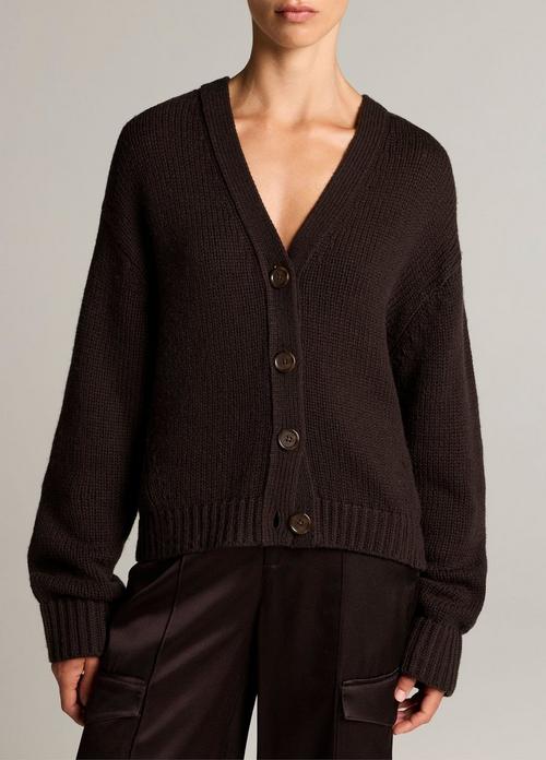 Wool-Cashmere Boxy V-Neck Cardigan