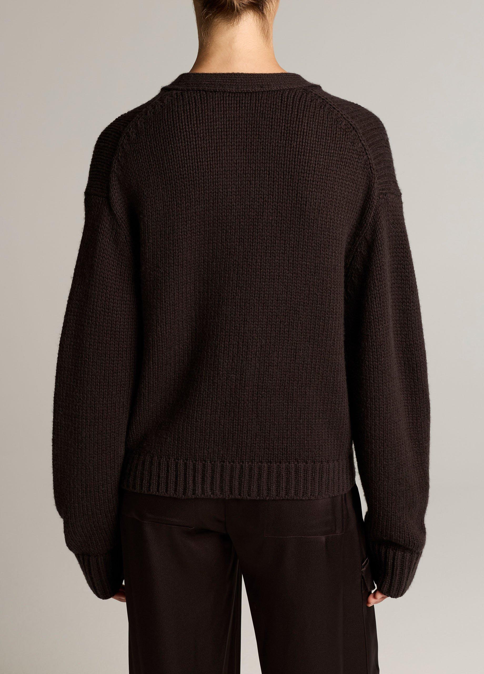 Wool-Cashmere Boxy V-Neck Cardigan image number 2