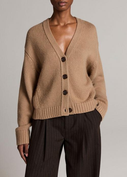 Wool-Cashmere Boxy V-Neck Cardigan