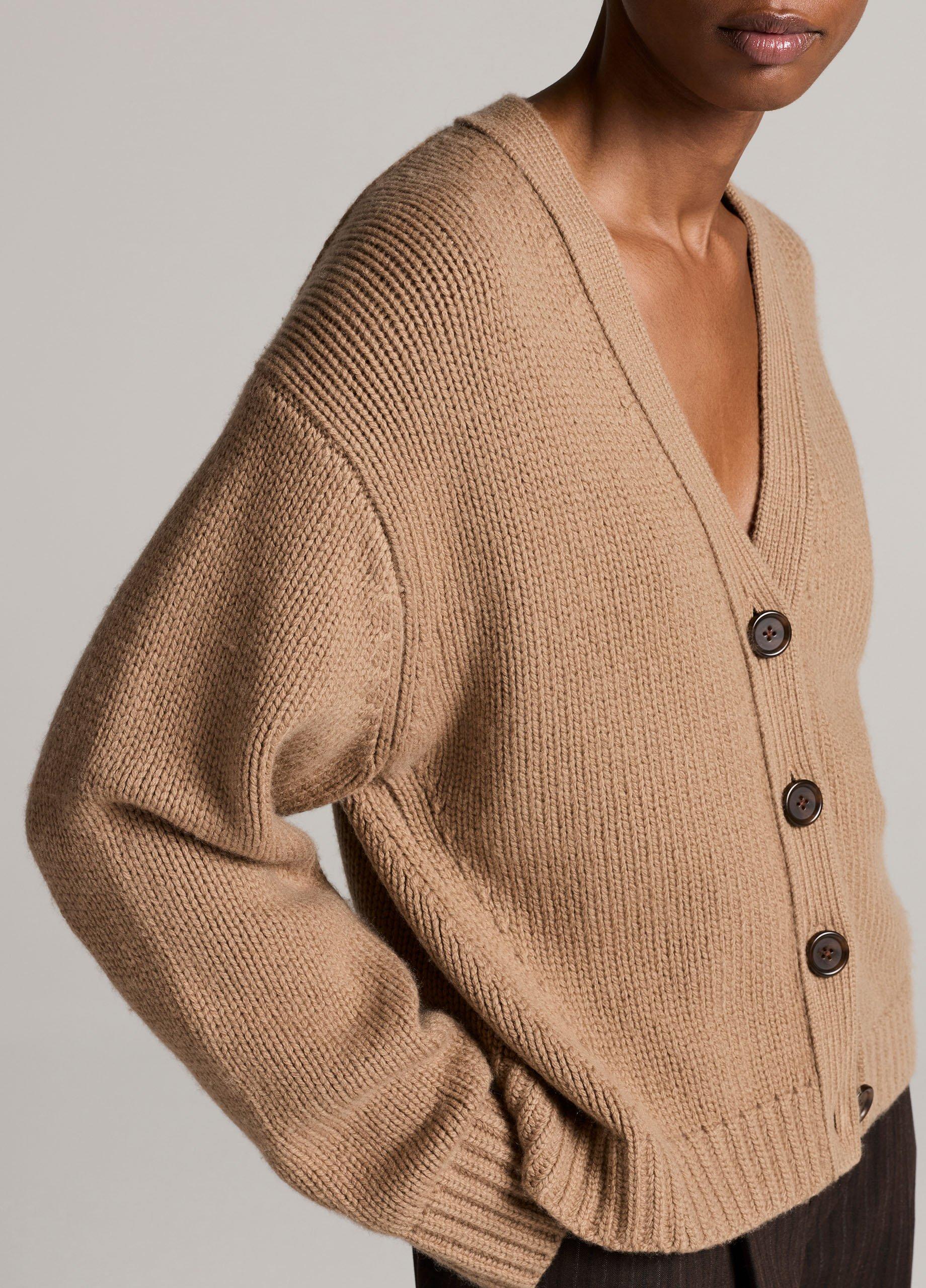Wool-Cashmere Boxy V-Neck Cardigan image number 1