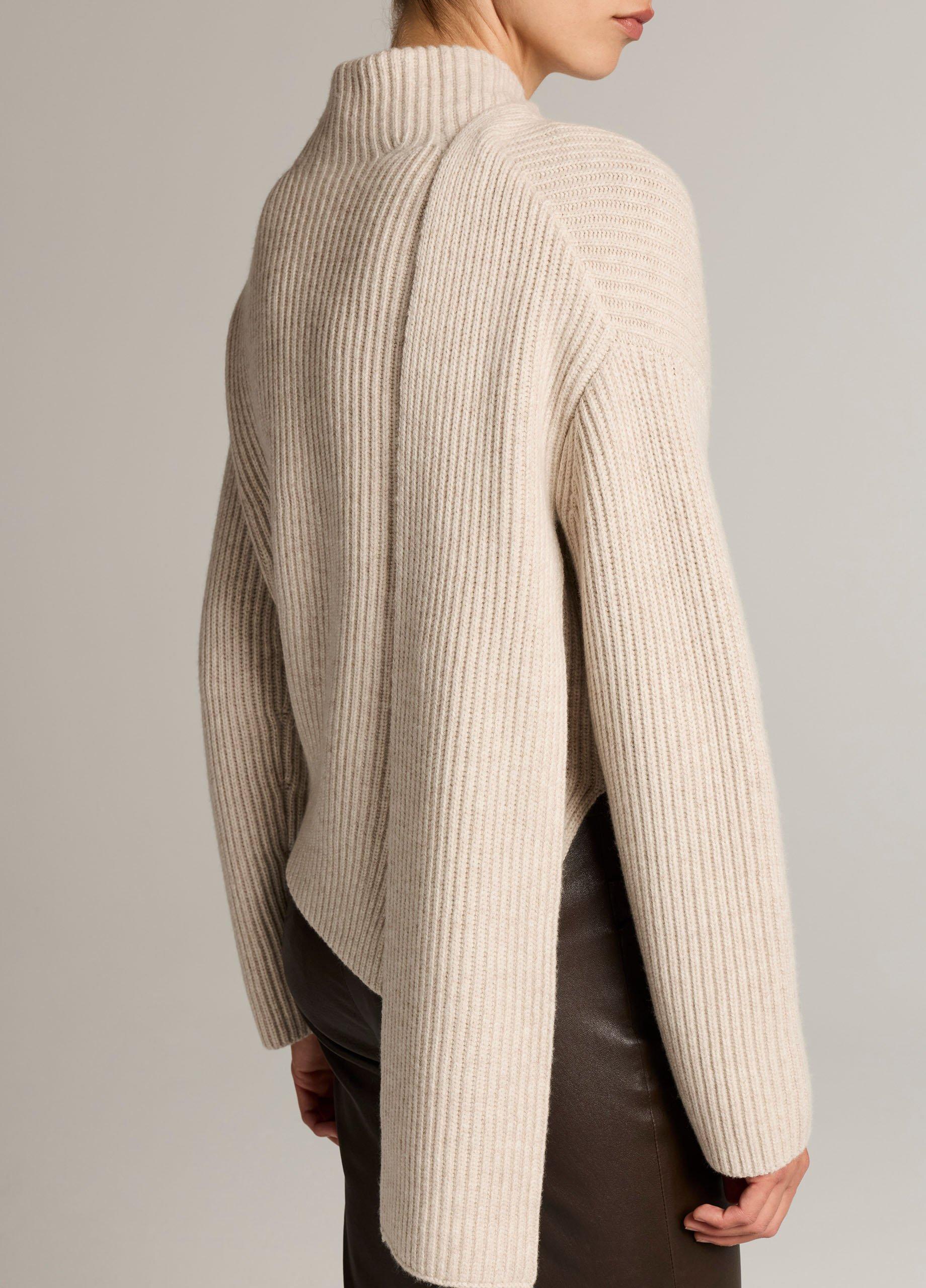 Ribbed Wool-Cashmere Scarf Funnel-Neck Sweater image number 1