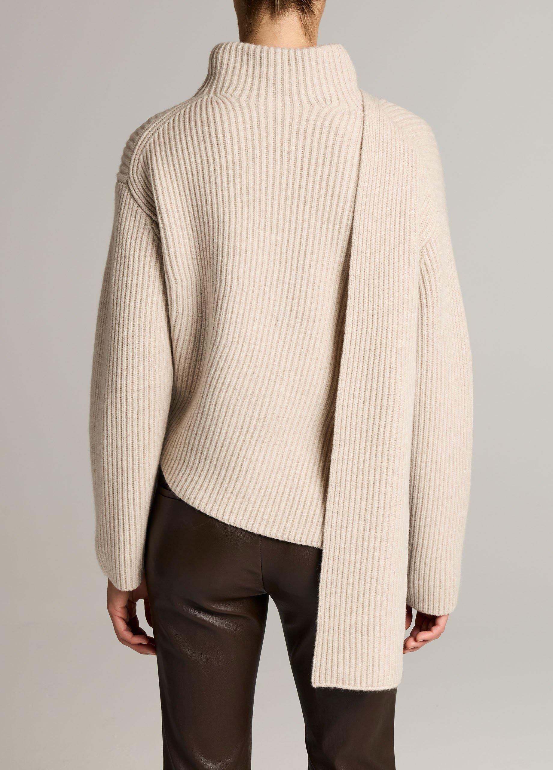 Ribbed Wool-Cashmere Scarf Funnel-Neck Sweater image number 2