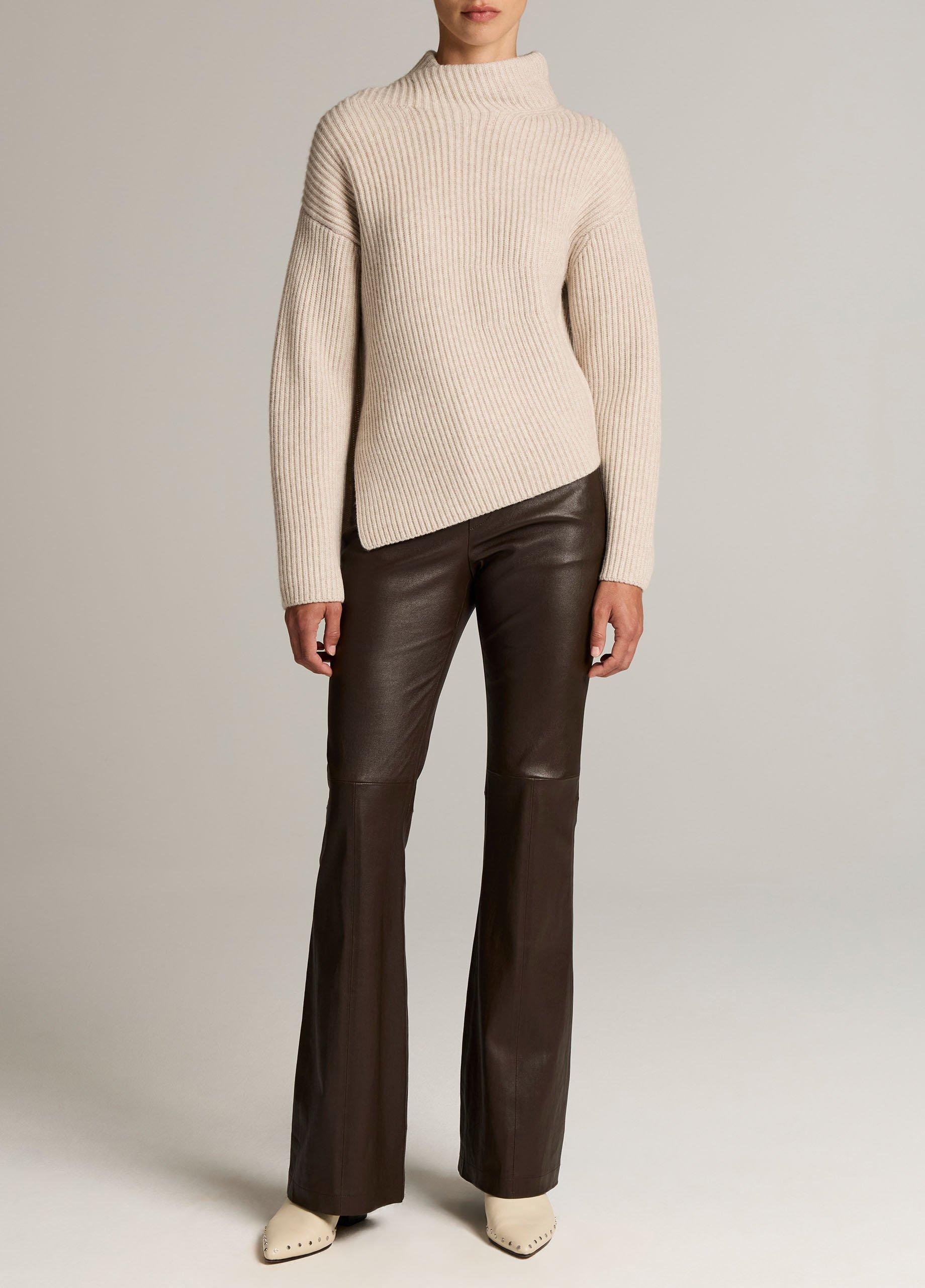 Ribbed Wool-Cashmere Scarf Funnel-Neck Sweater image number 3