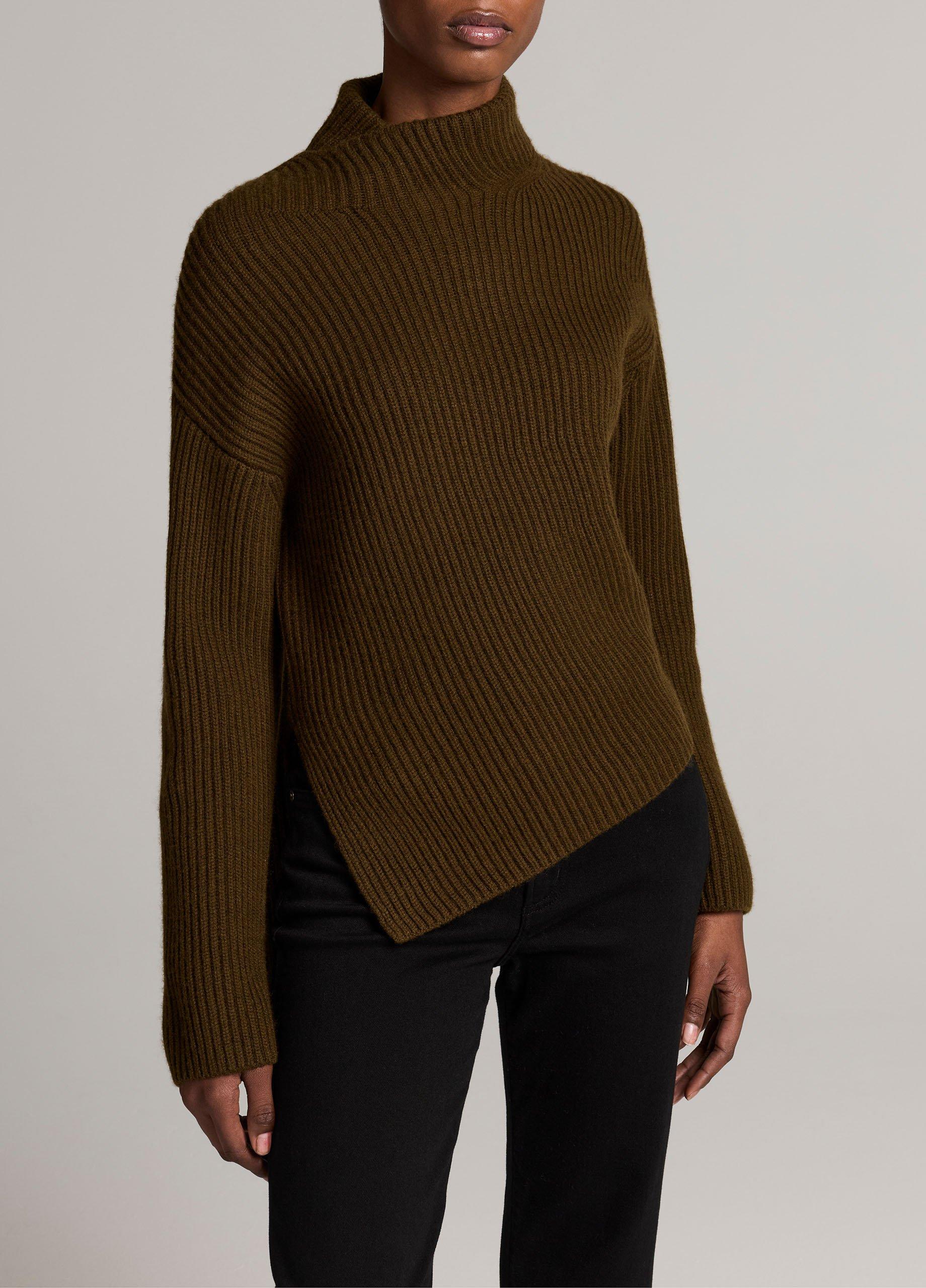 Ribbed Wool-Cashmere Scarf Funnel-Neck Sweater image number 0