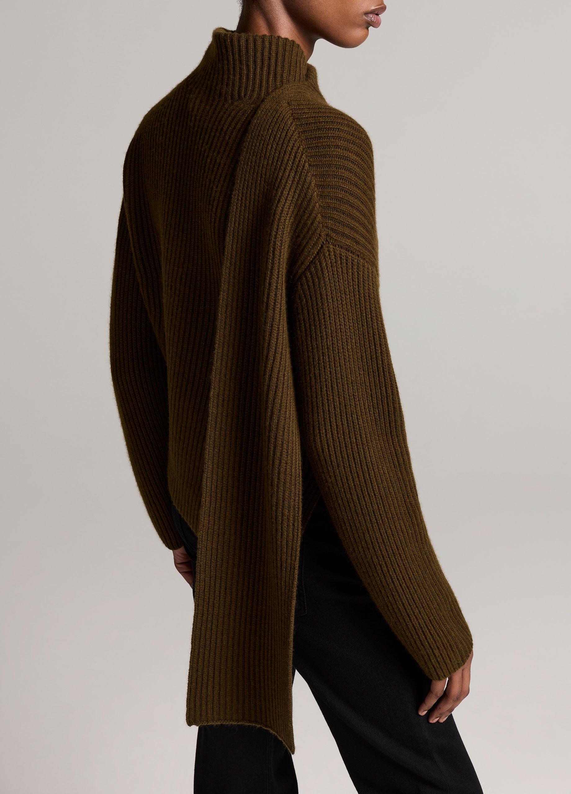 Ribbed Wool-Cashmere Scarf Funnel-Neck Sweater image number 1