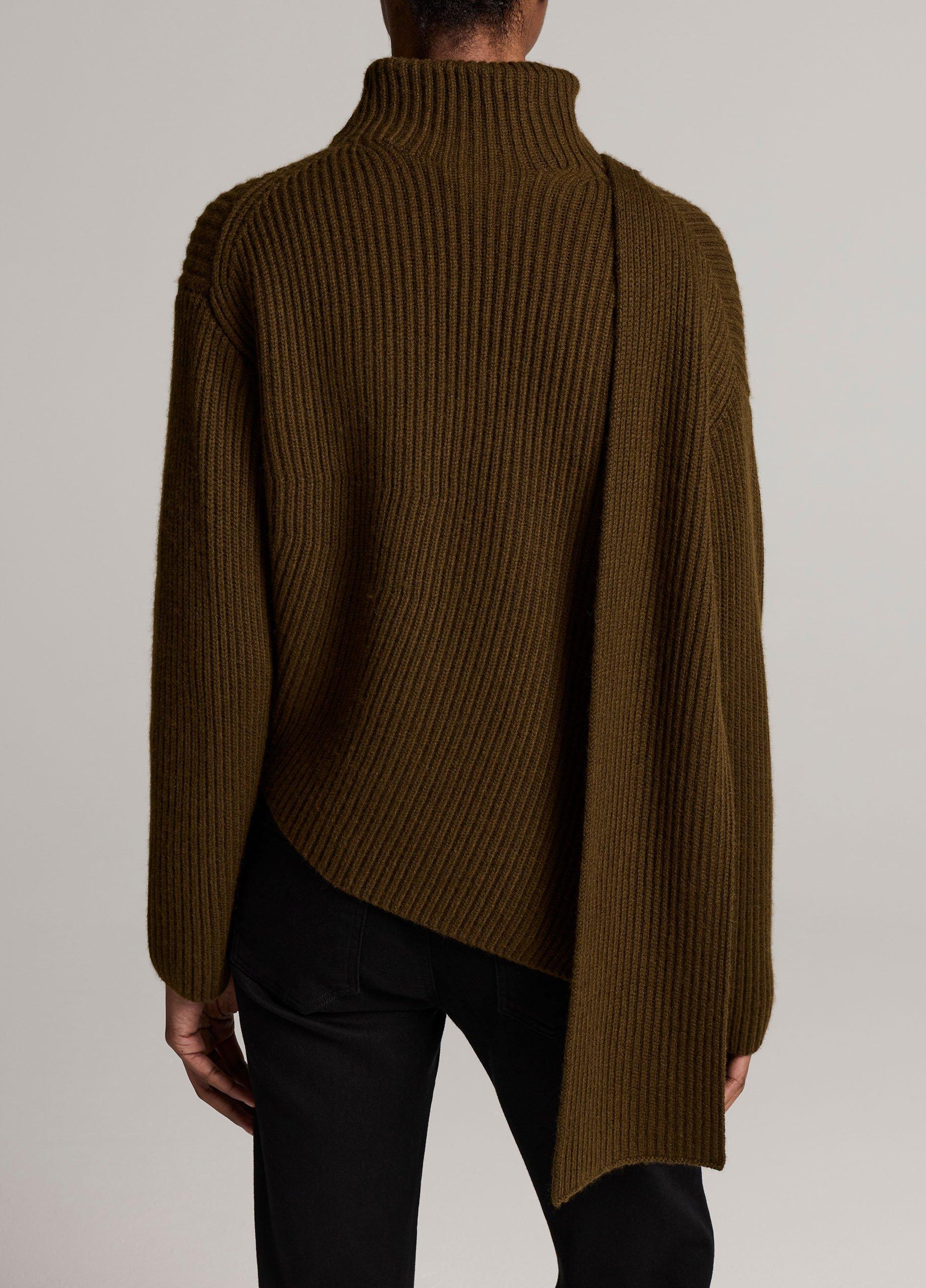 Ribbed Wool-Cashmere Scarf Funnel-Neck Sweater image number 2