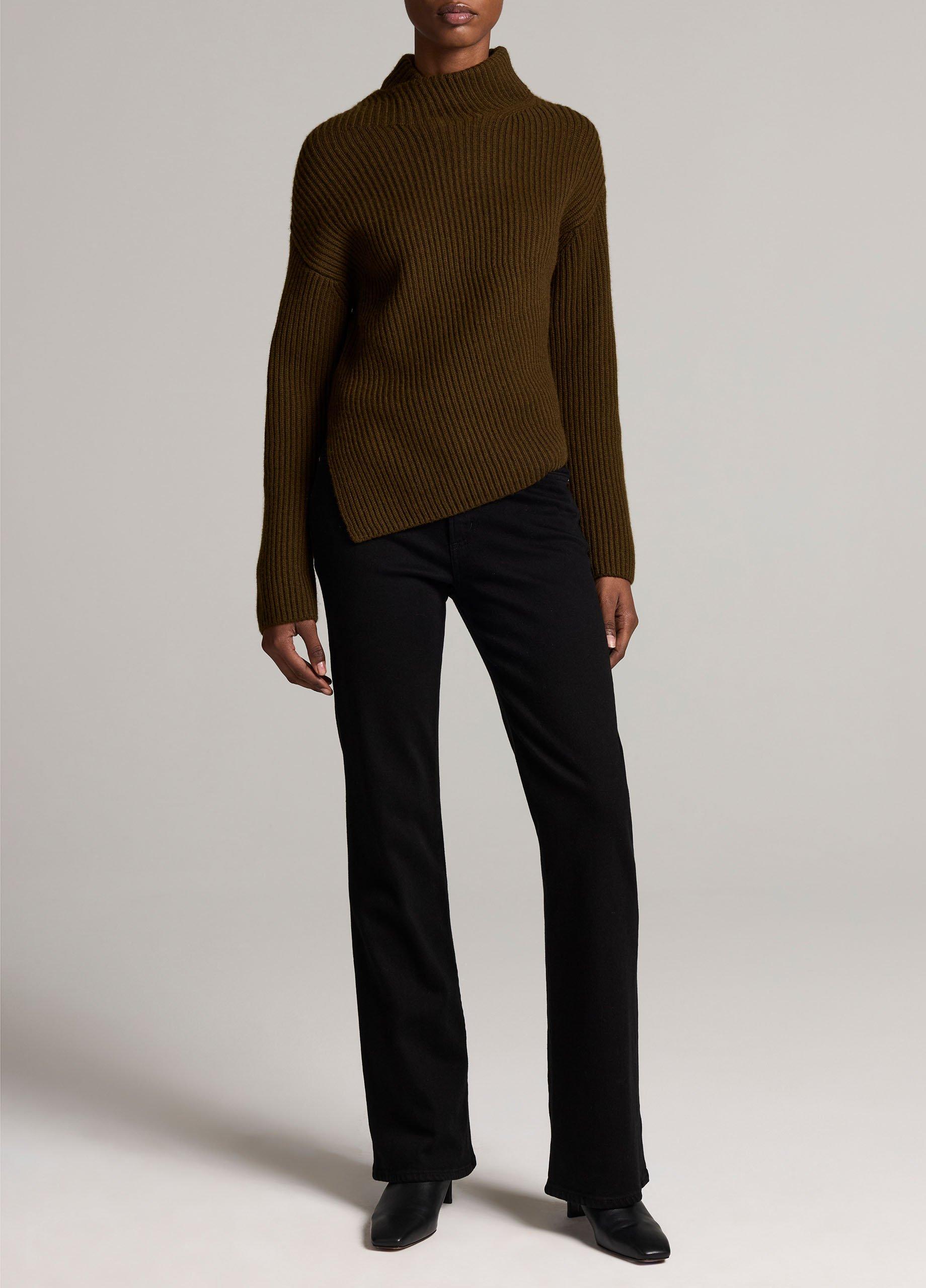 Ribbed Wool-Cashmere Scarf Funnel-Neck Sweater image number 3