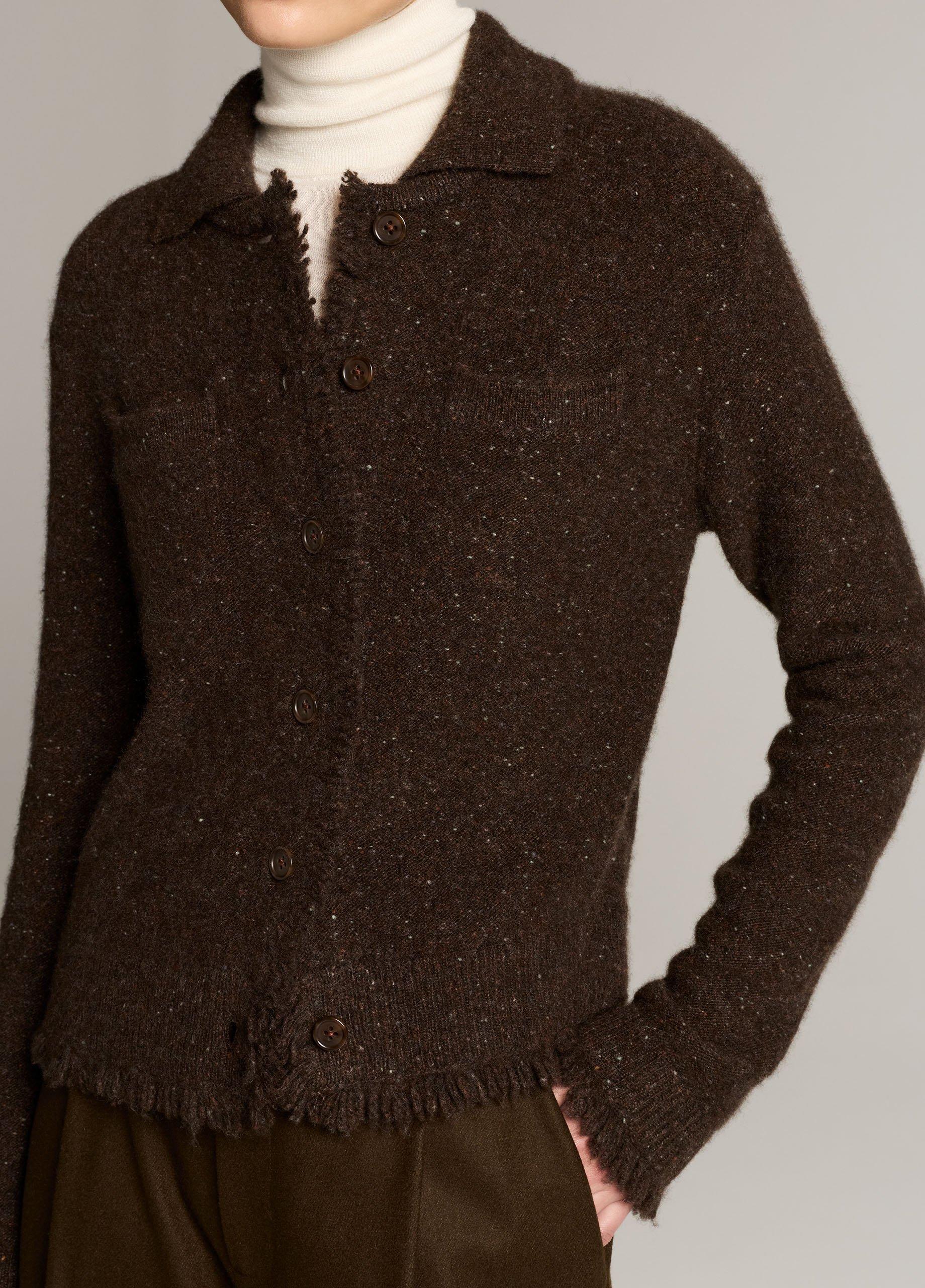 Donegal Plush Cashmere Shrunken Cardigan image number 1
