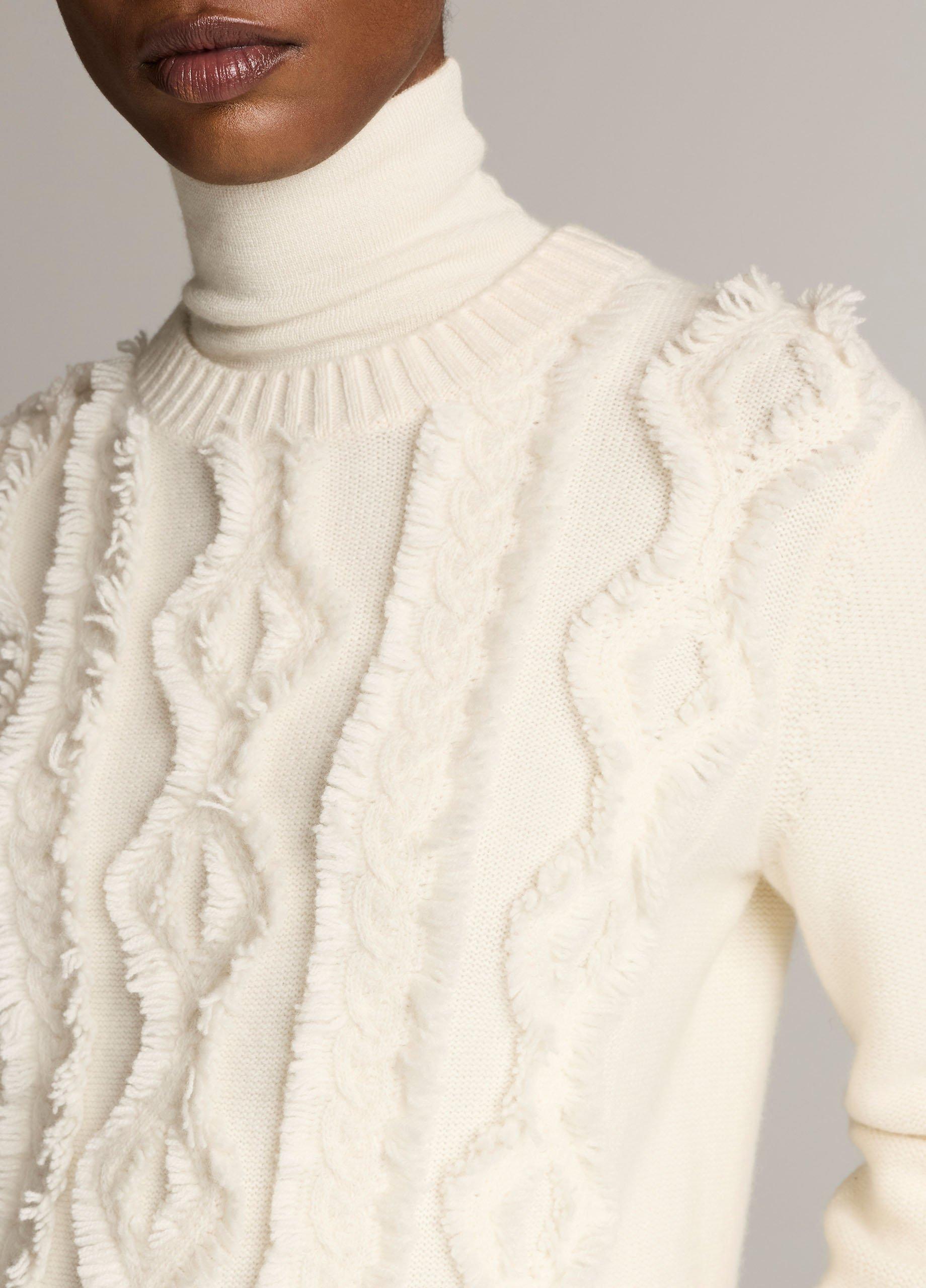 Hand-Cut Diamond Cable Wool Sweater image number 1