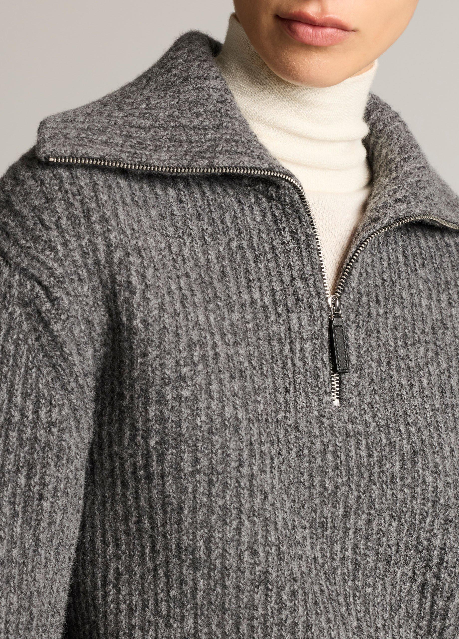 Wool-Cashmere Sailor-Collar Quarter-Zip Sweater image number 1