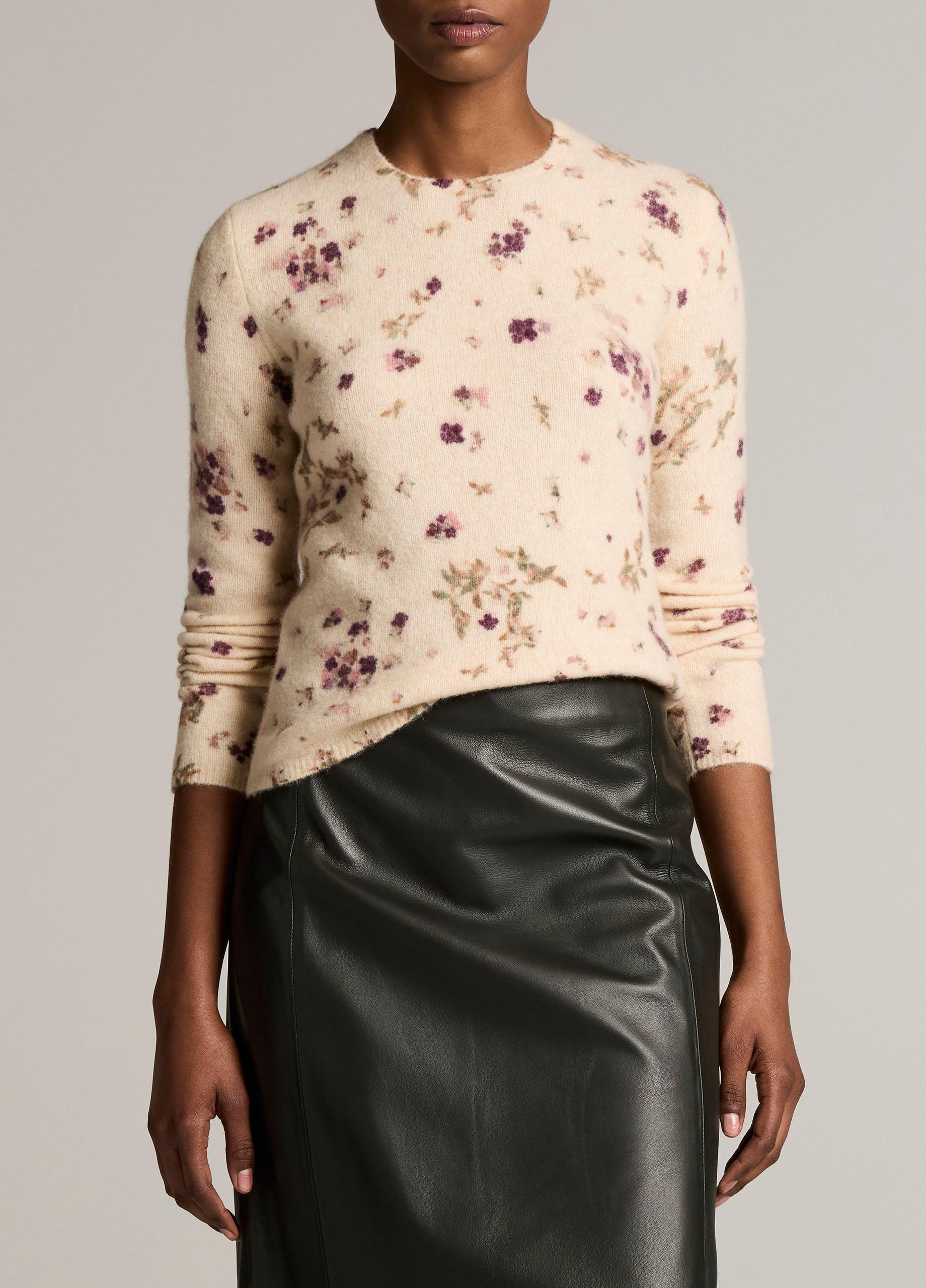 Printed Floral Italian Wool & Alpaca-Blend Sweater image number 0