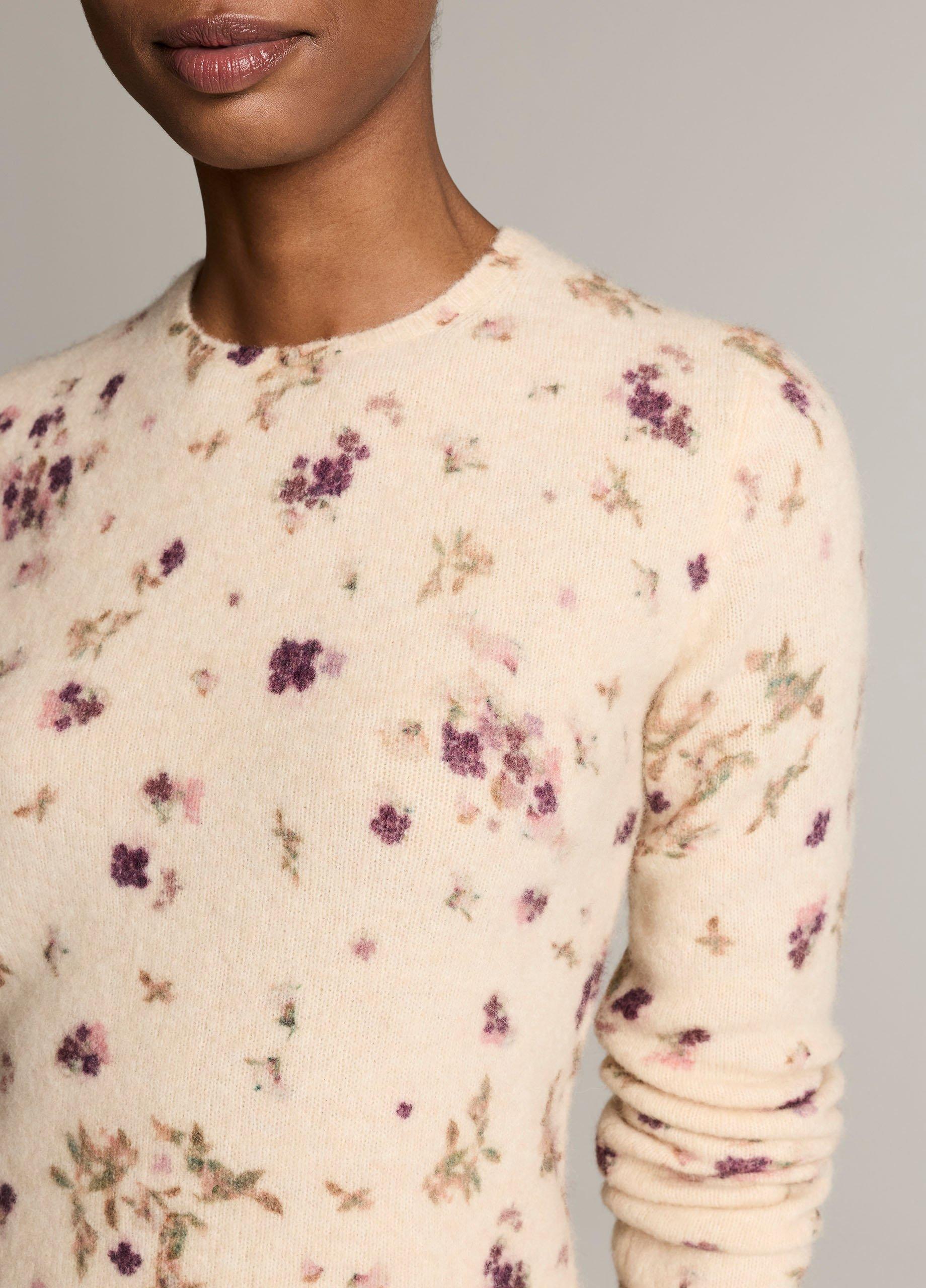 Printed Floral Italian Wool & Alpaca-Blend Sweater image number 1