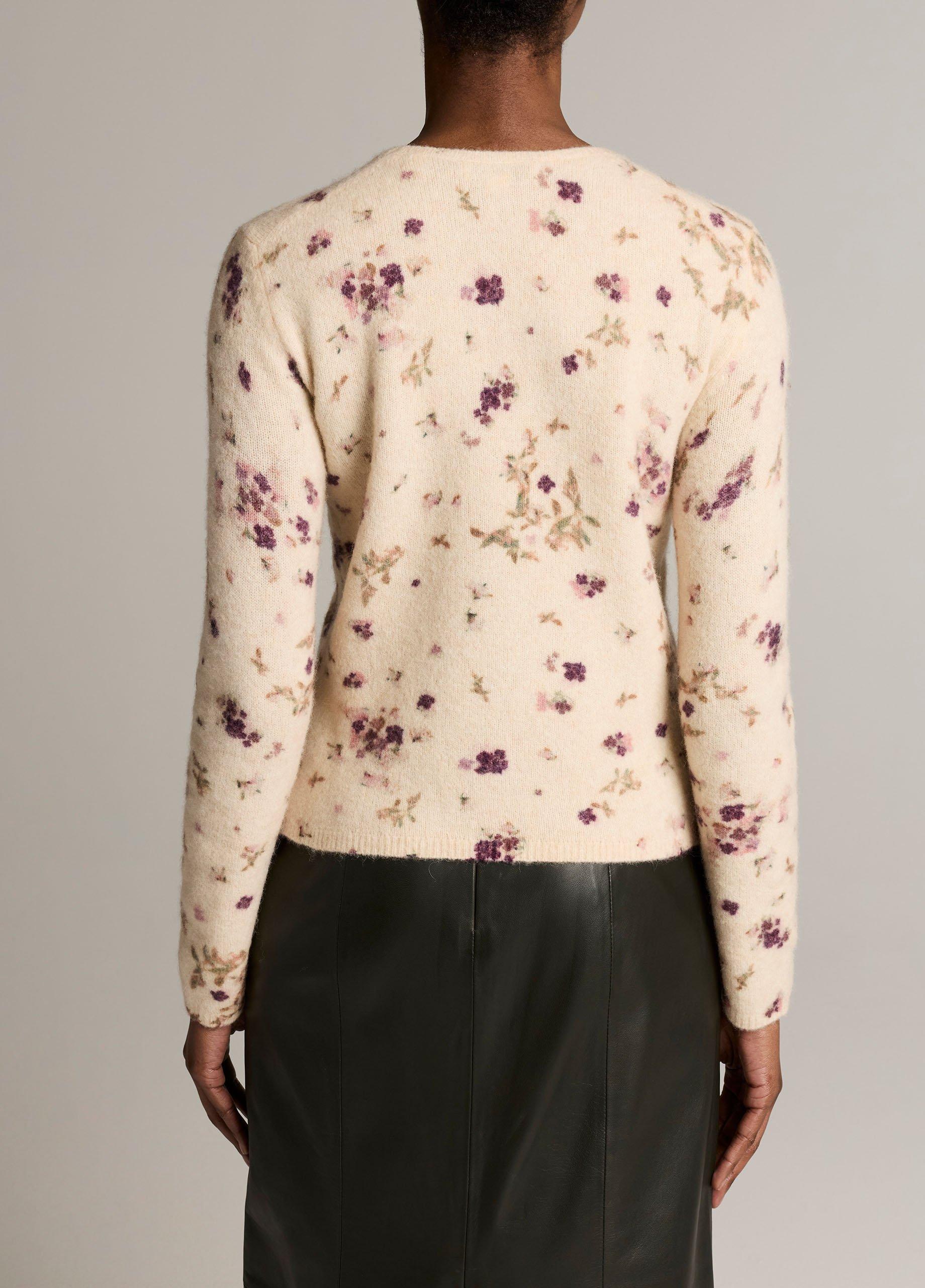 Printed Floral Italian Wool & Alpaca-Blend Sweater image number 2