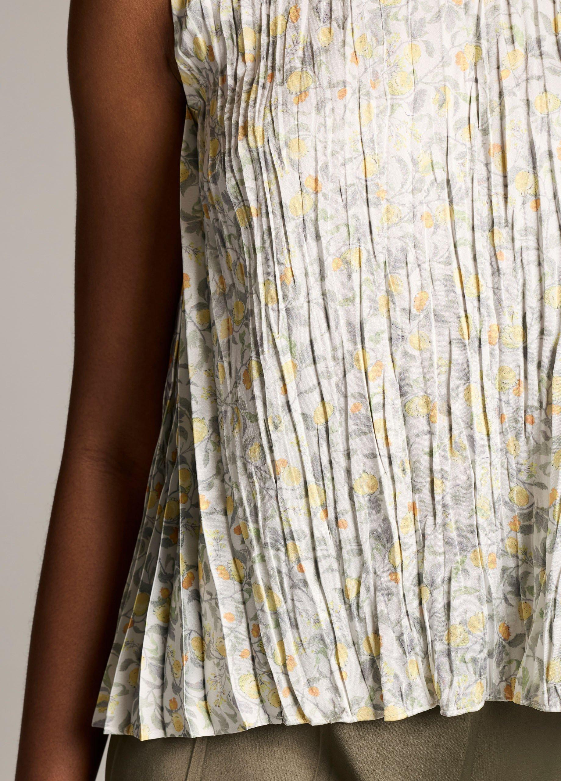 Citrine Bloom Pleated Satin Top image number 1