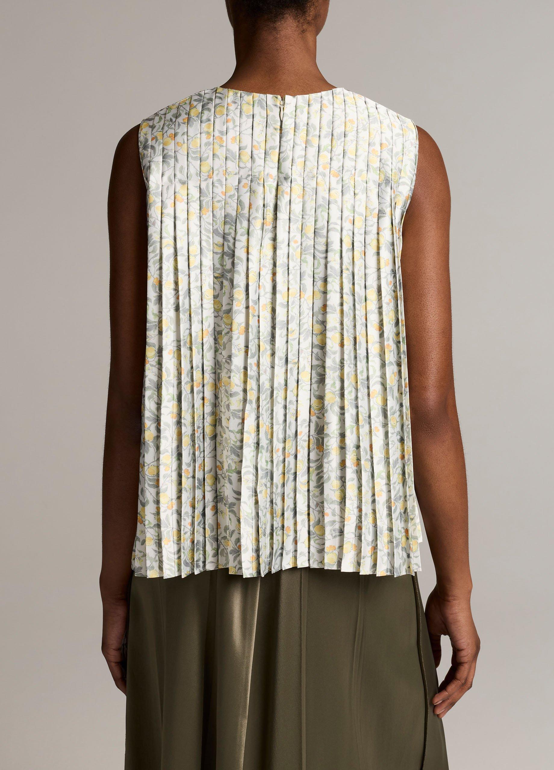 Citrine Bloom Pleated Satin Top image number 2
