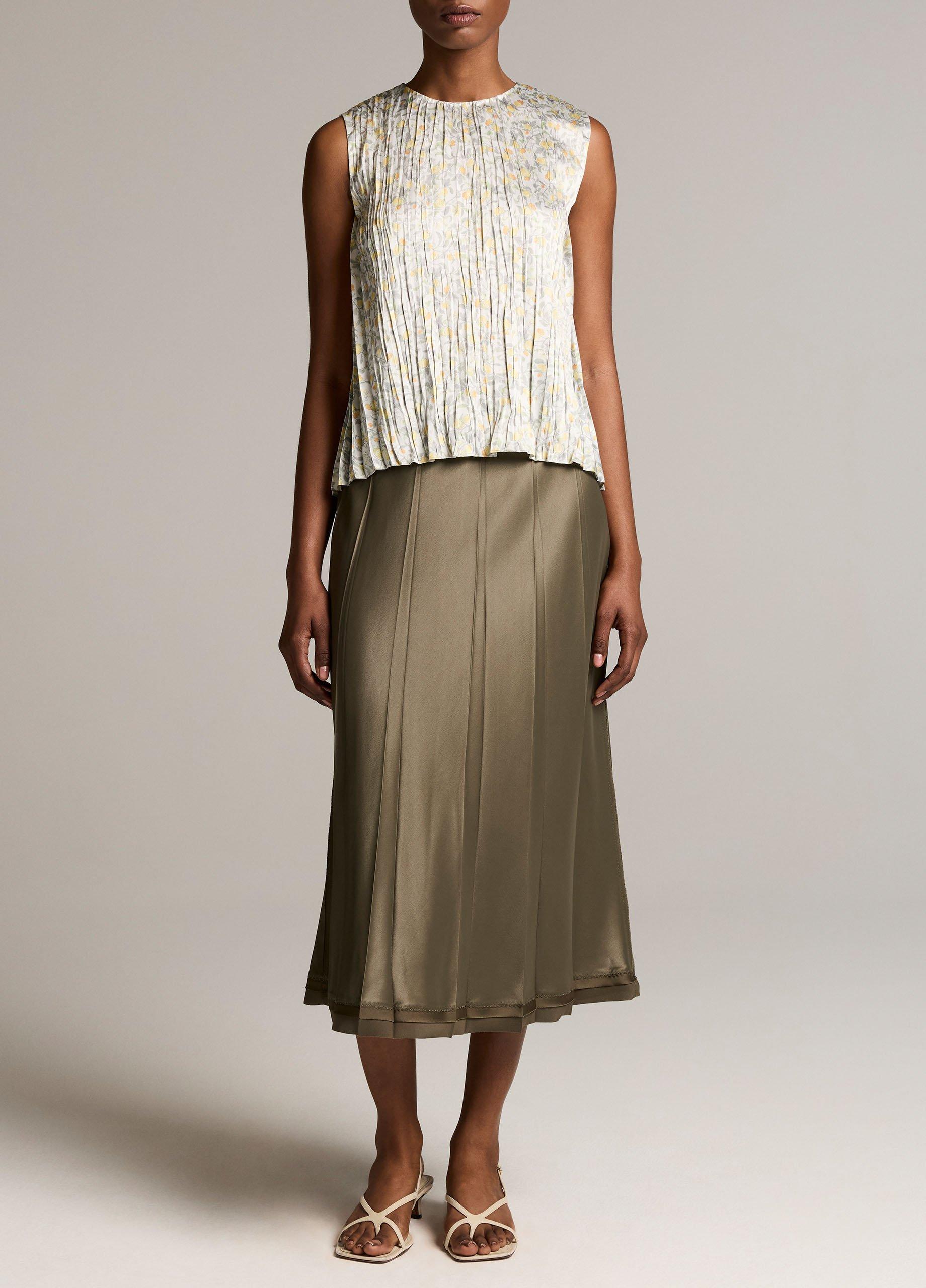 Citrine Bloom Pleated Satin Top image number 3
