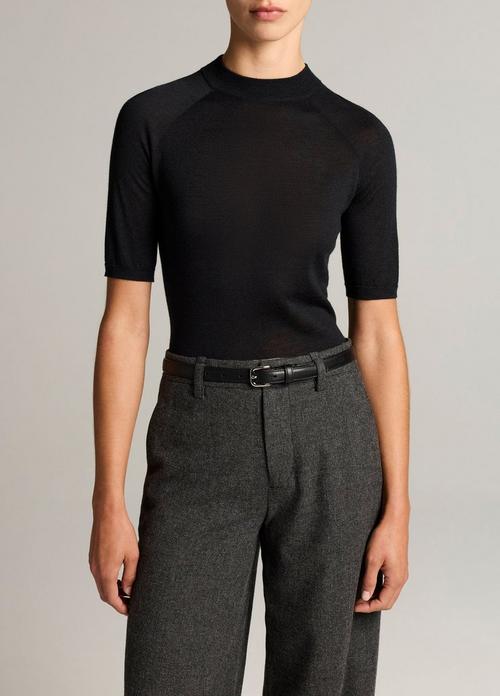 Cashmere-Silk Mock-Neck Raglan Sweater