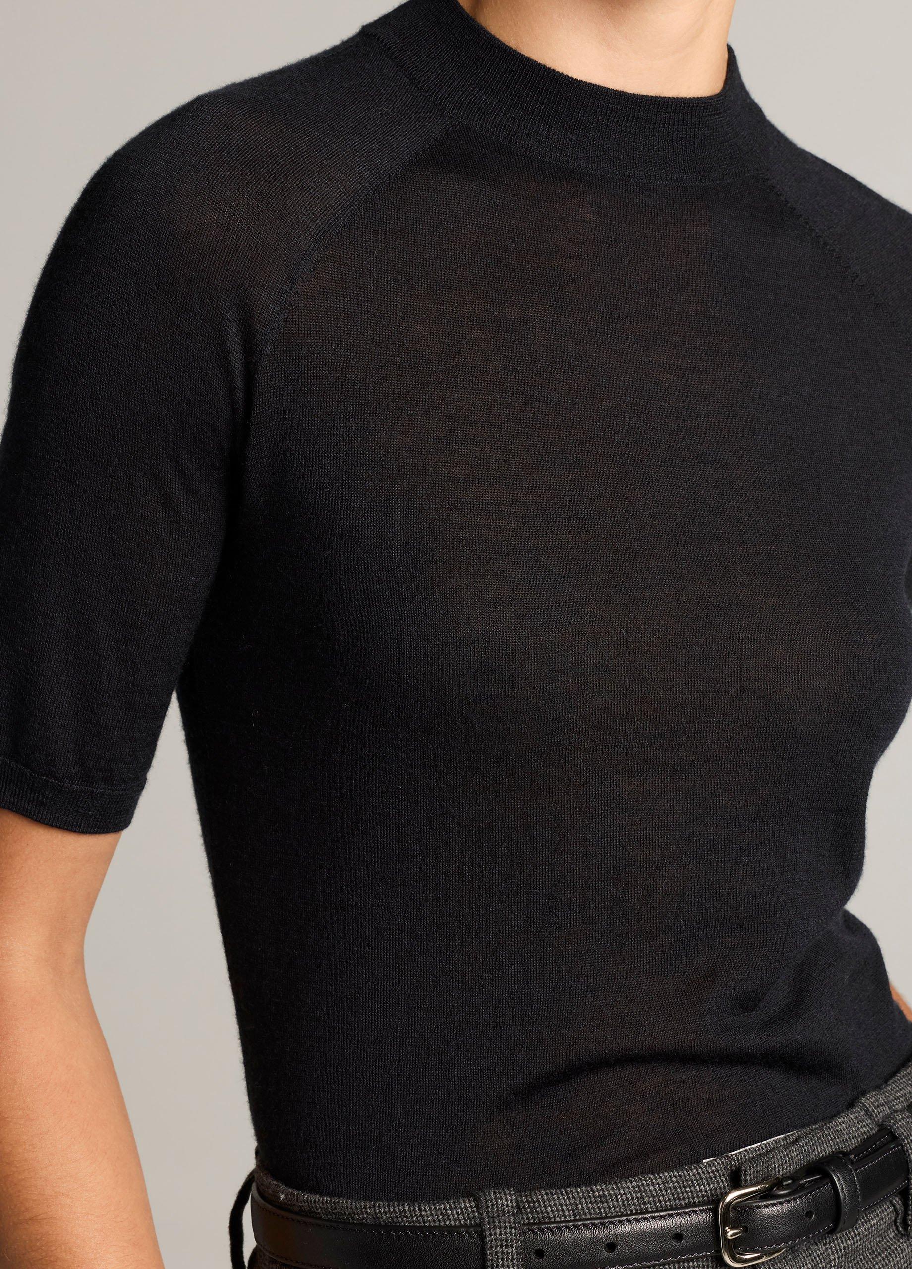 Cashmere-Silk Mock-Neck Raglan Sweater image number 1
