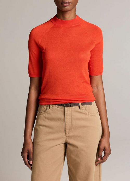 Cashmere-Silk Mock-Neck Raglan Sweater