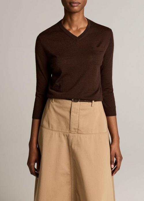 Cashmere-Silk Pocket V-Neck Sweater