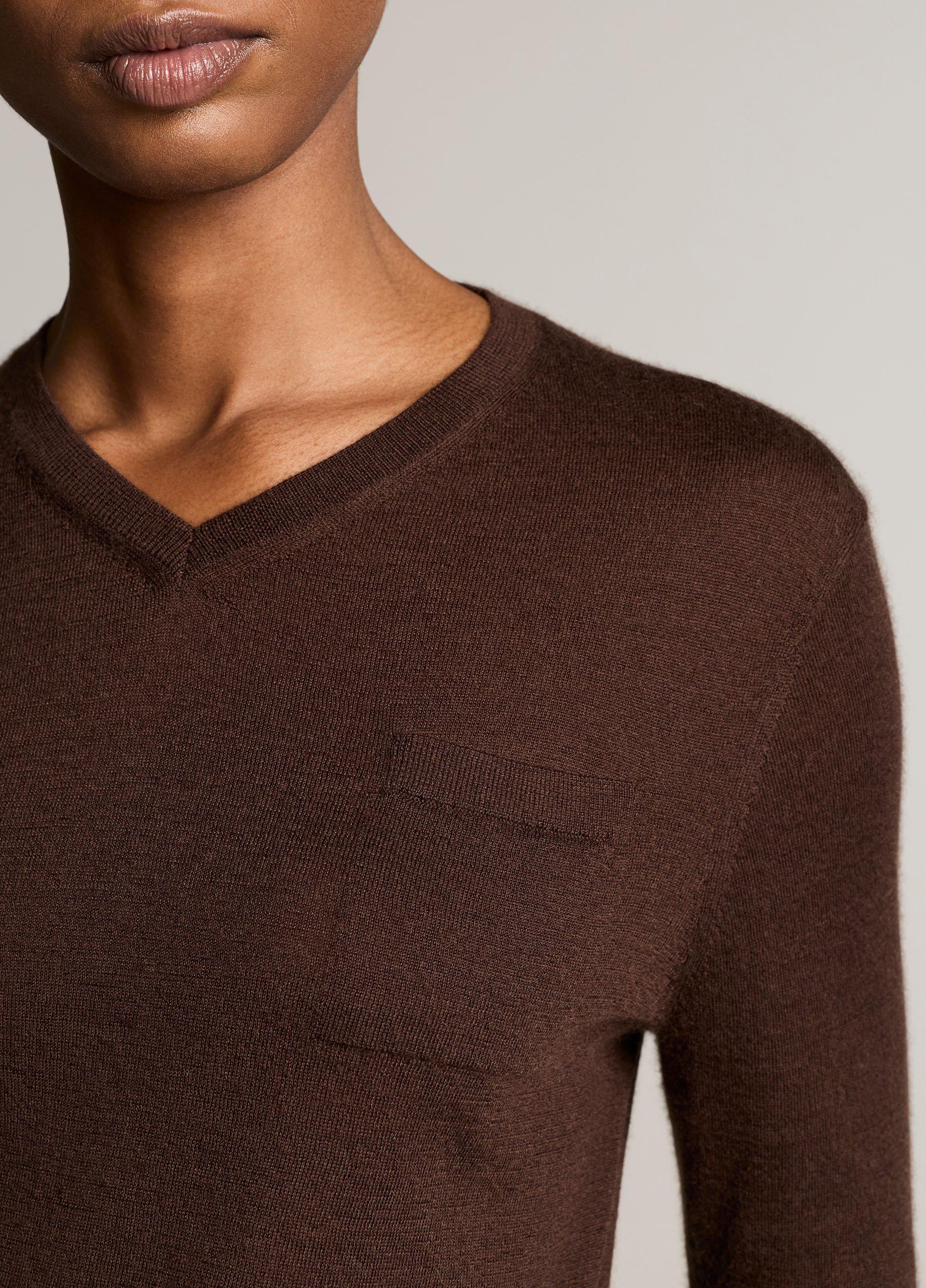 Cashmere-Silk Pocket V-Neck Sweater image number 1