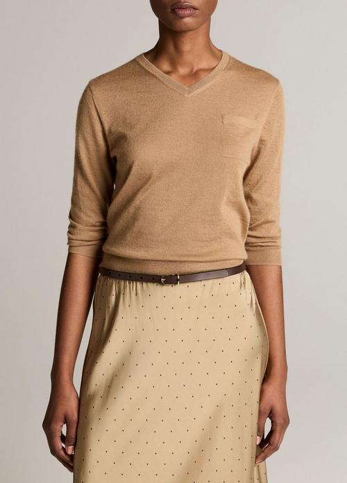 Cashmere-Silk Pocket V-Neck Sweater