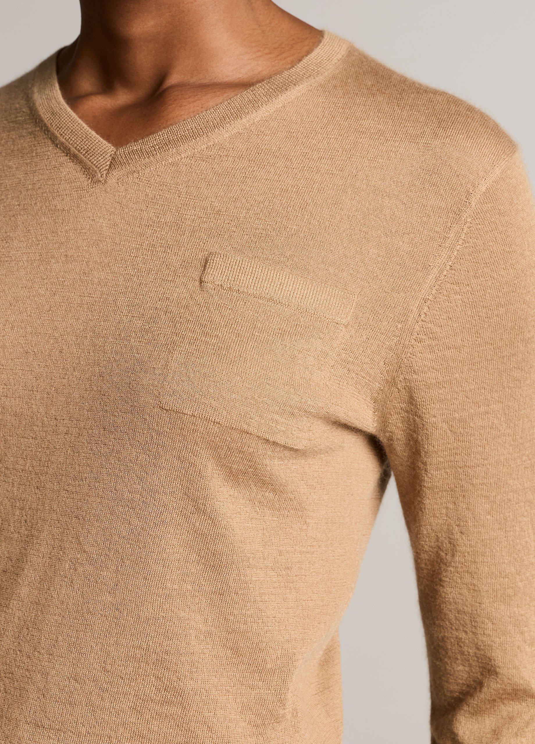 Cashmere-Silk Pocket V-Neck Sweater image number 1
