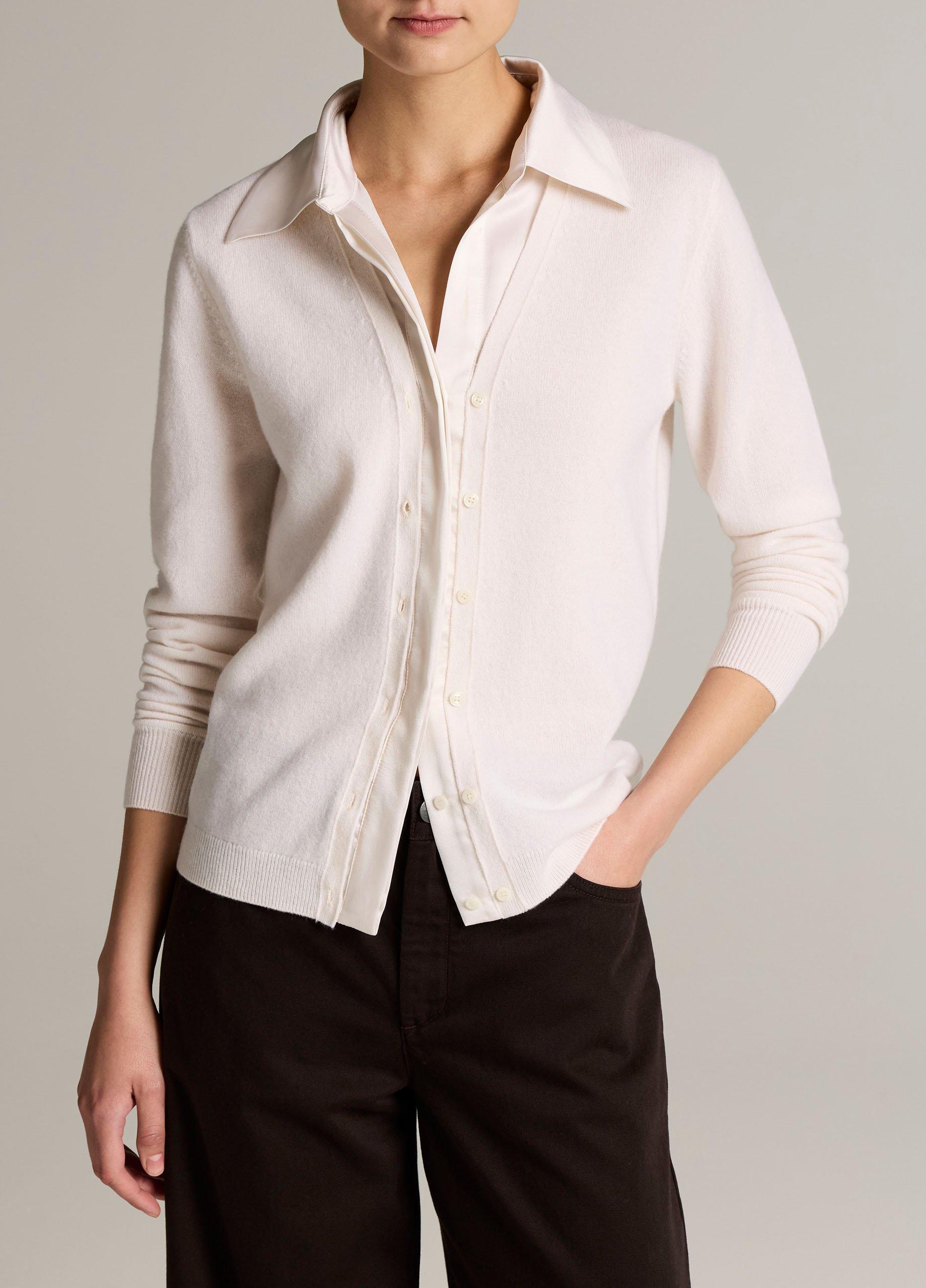 Satin-Trimmed Cashmere Collared Cardigan image number 0