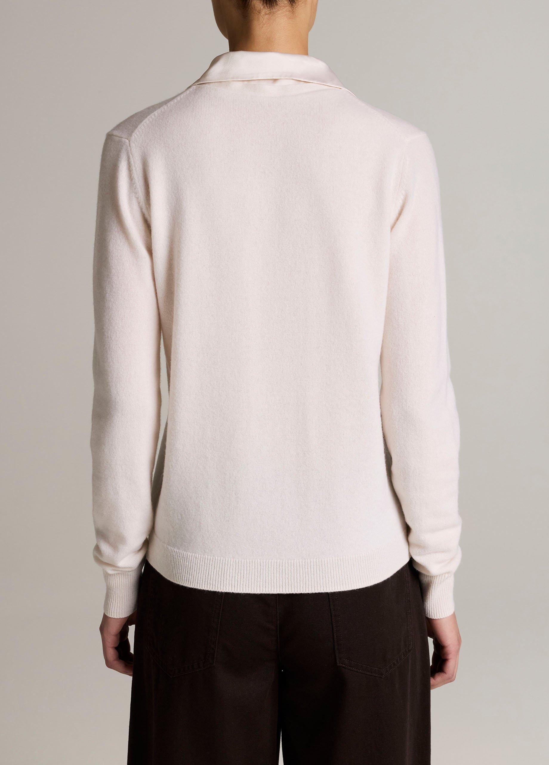 Satin-Trimmed Cashmere Collared Cardigan image number 2