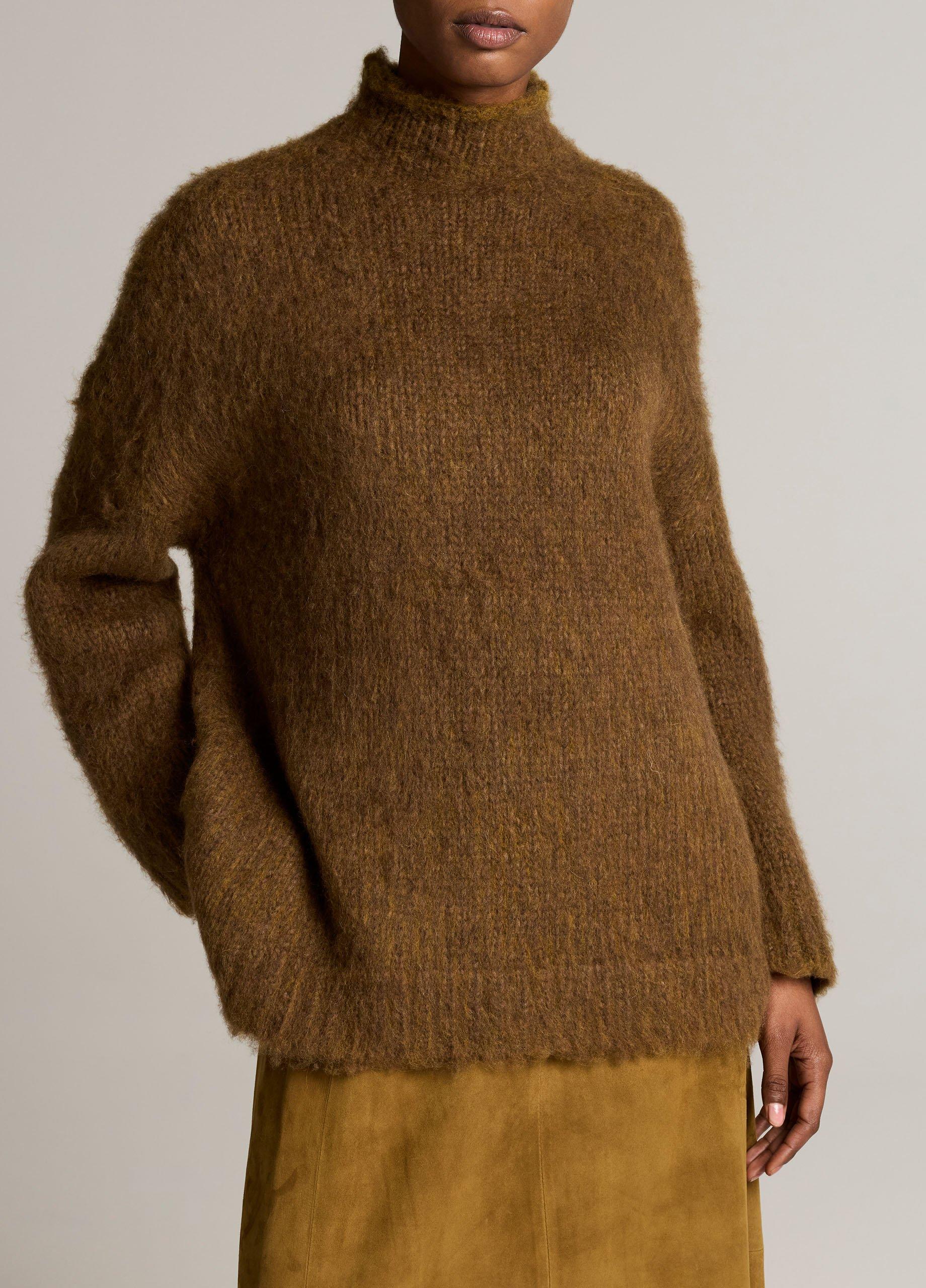 Brushed Wool-Cotton Oversized Mock-Neck Sweater image number 0