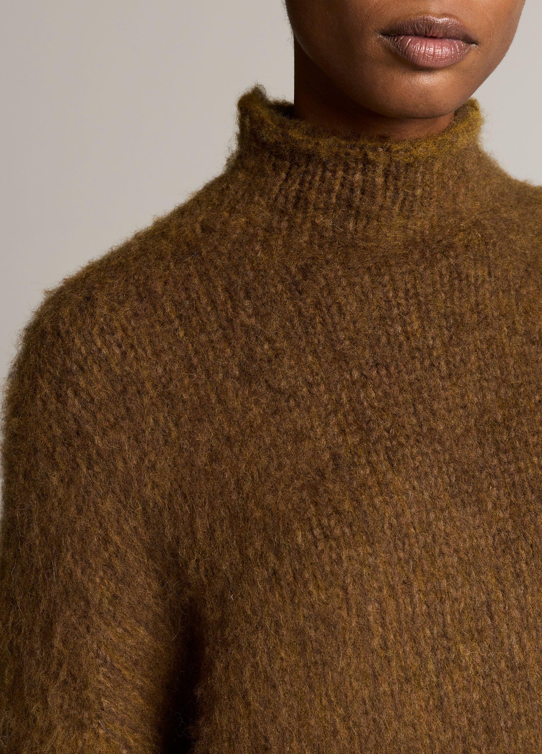 Brushed Wool-Cotton Oversized Mock-Neck Sweater image number 1