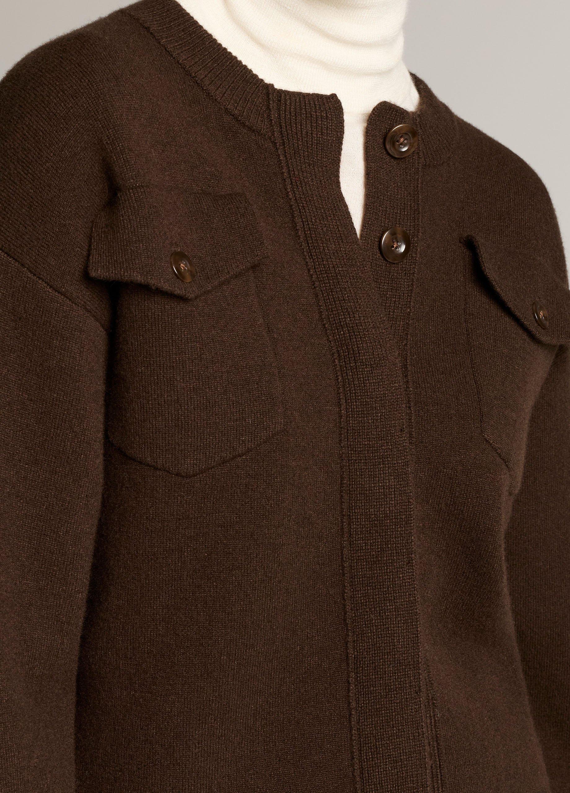 Flap Pocket Wool-Blend Sweater Jacket image number 1