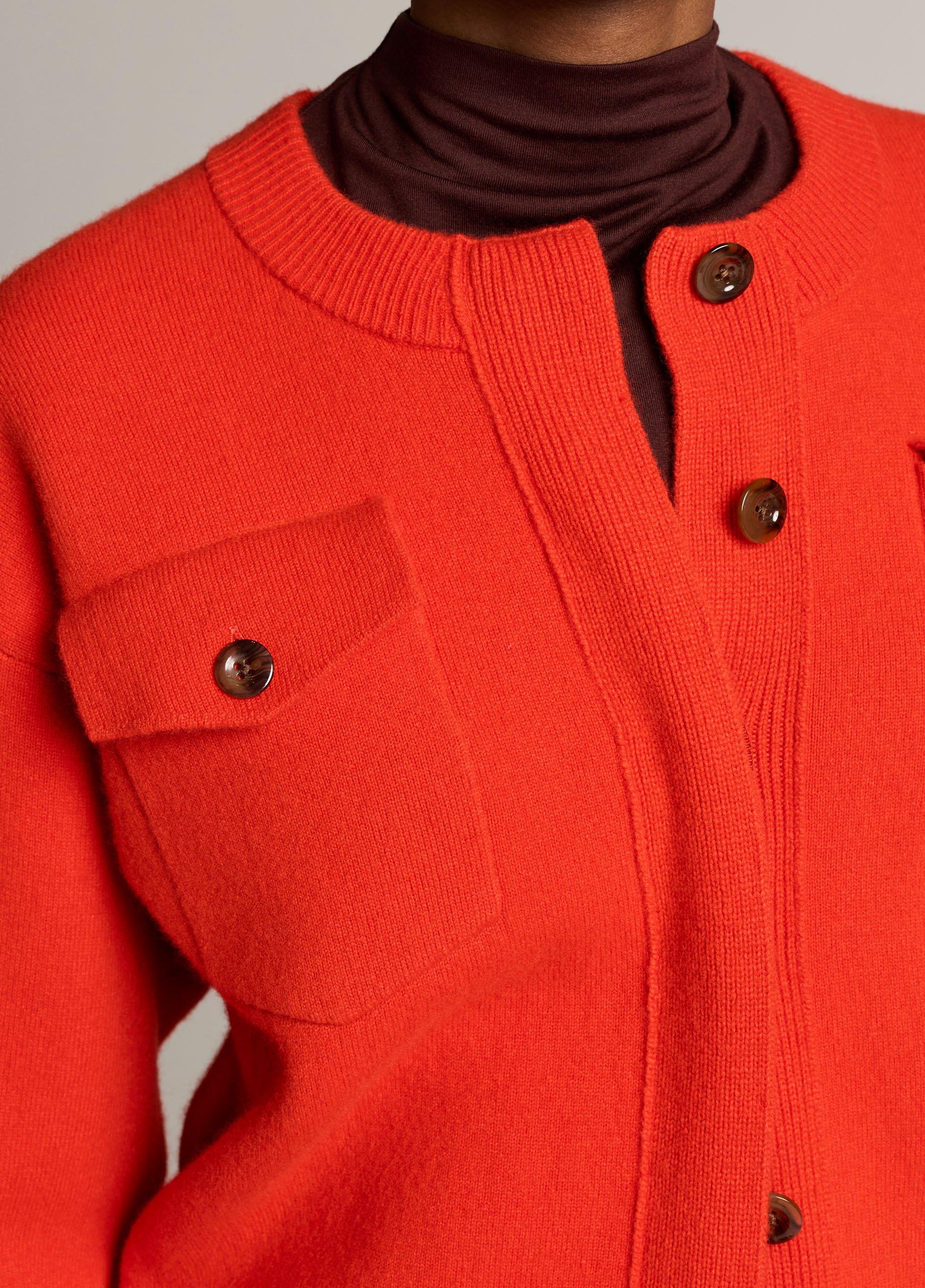 Flap Pocket Wool-Blend Sweater Jacket image number 1