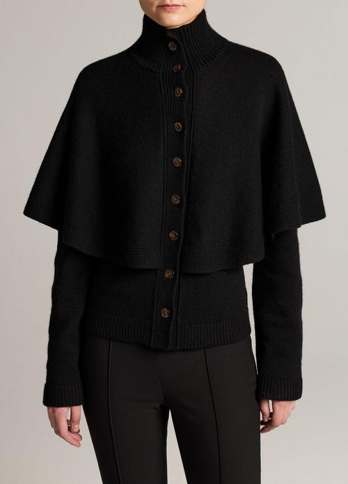 Wool-Blend Turtleneck Cape Cardigan