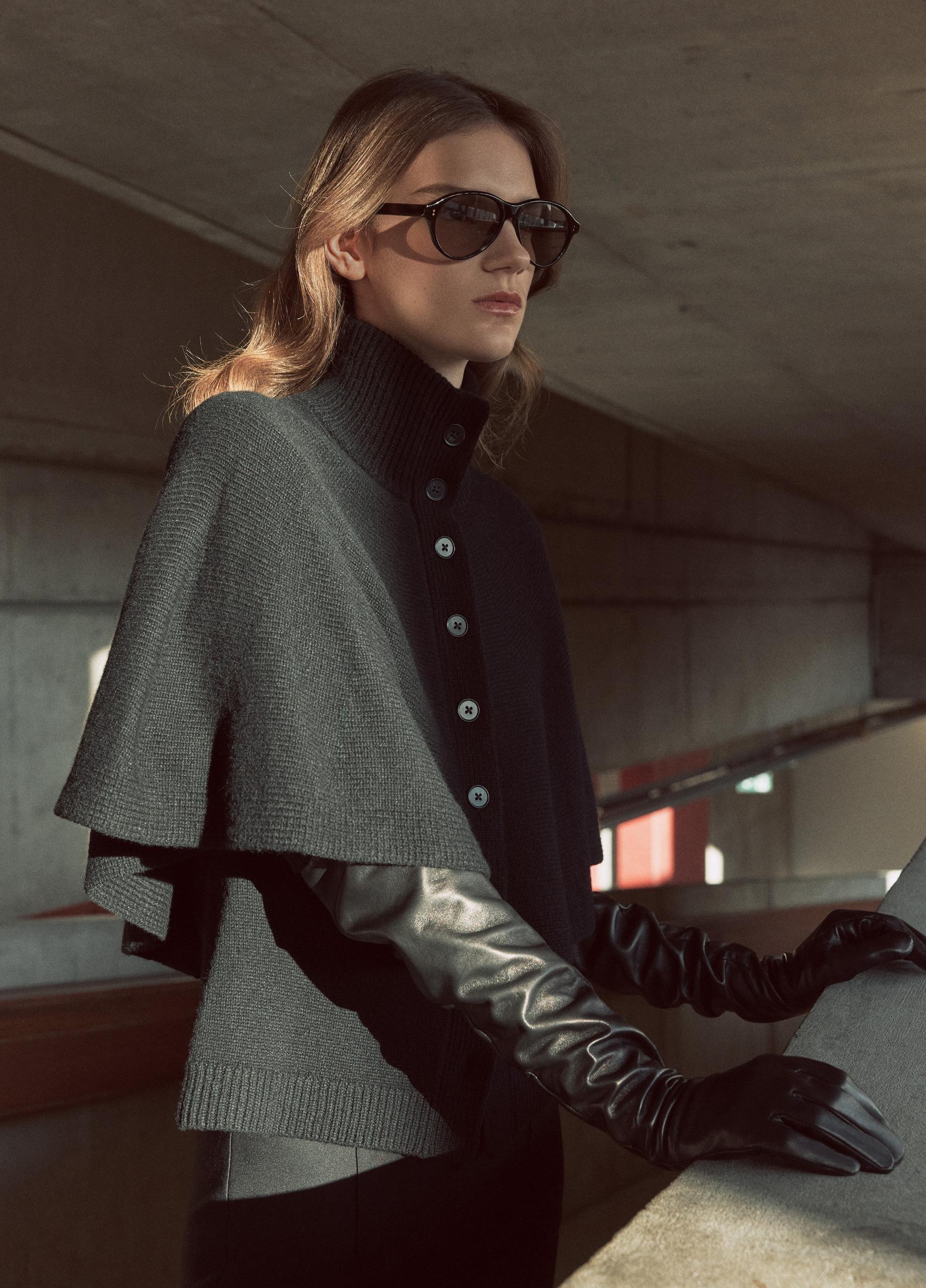 Wool-Blend Turtleneck Cape Cardigan image number 4