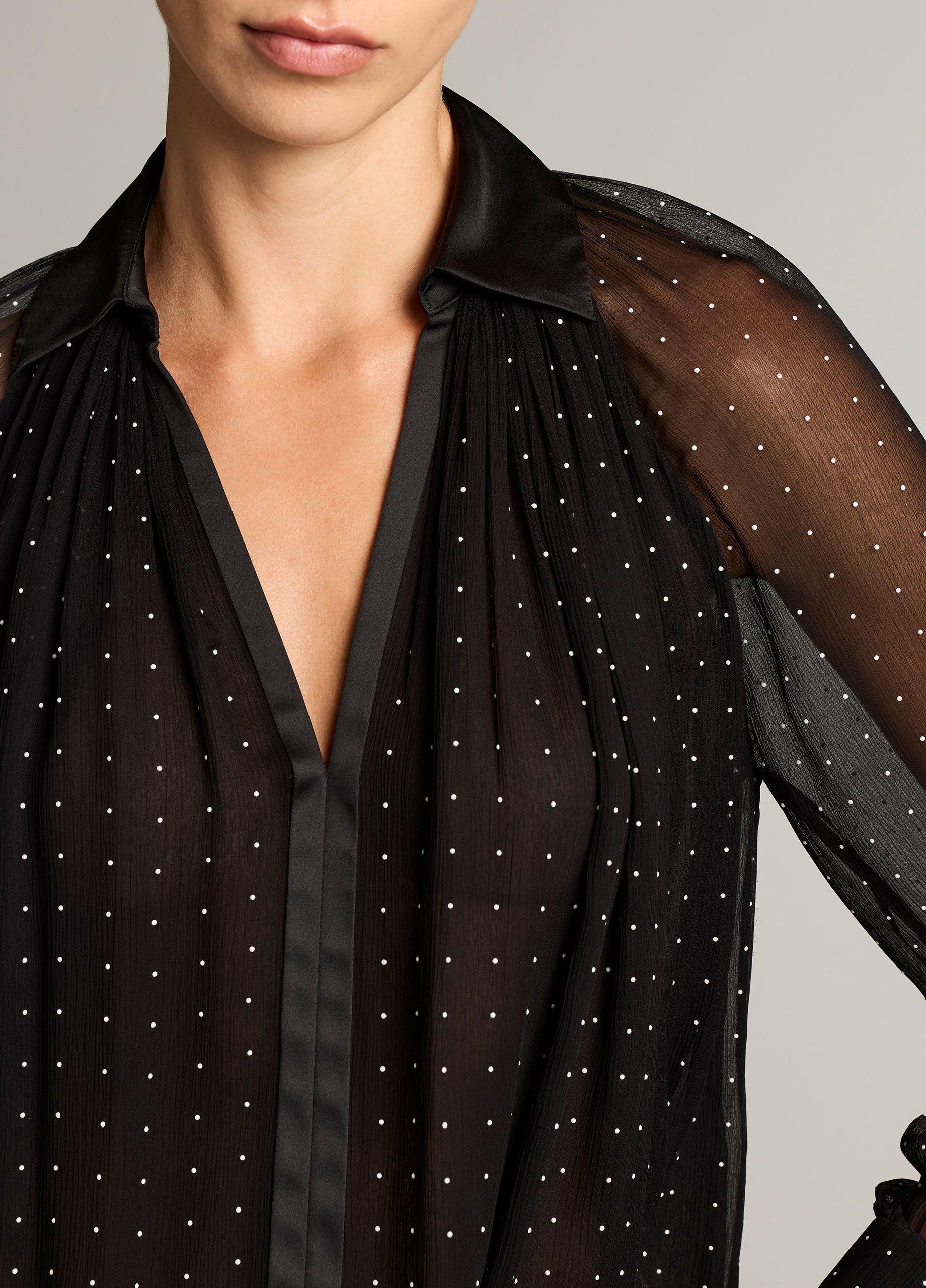 Heat-Set Dot Chiffon Gathered Blouse image number 1