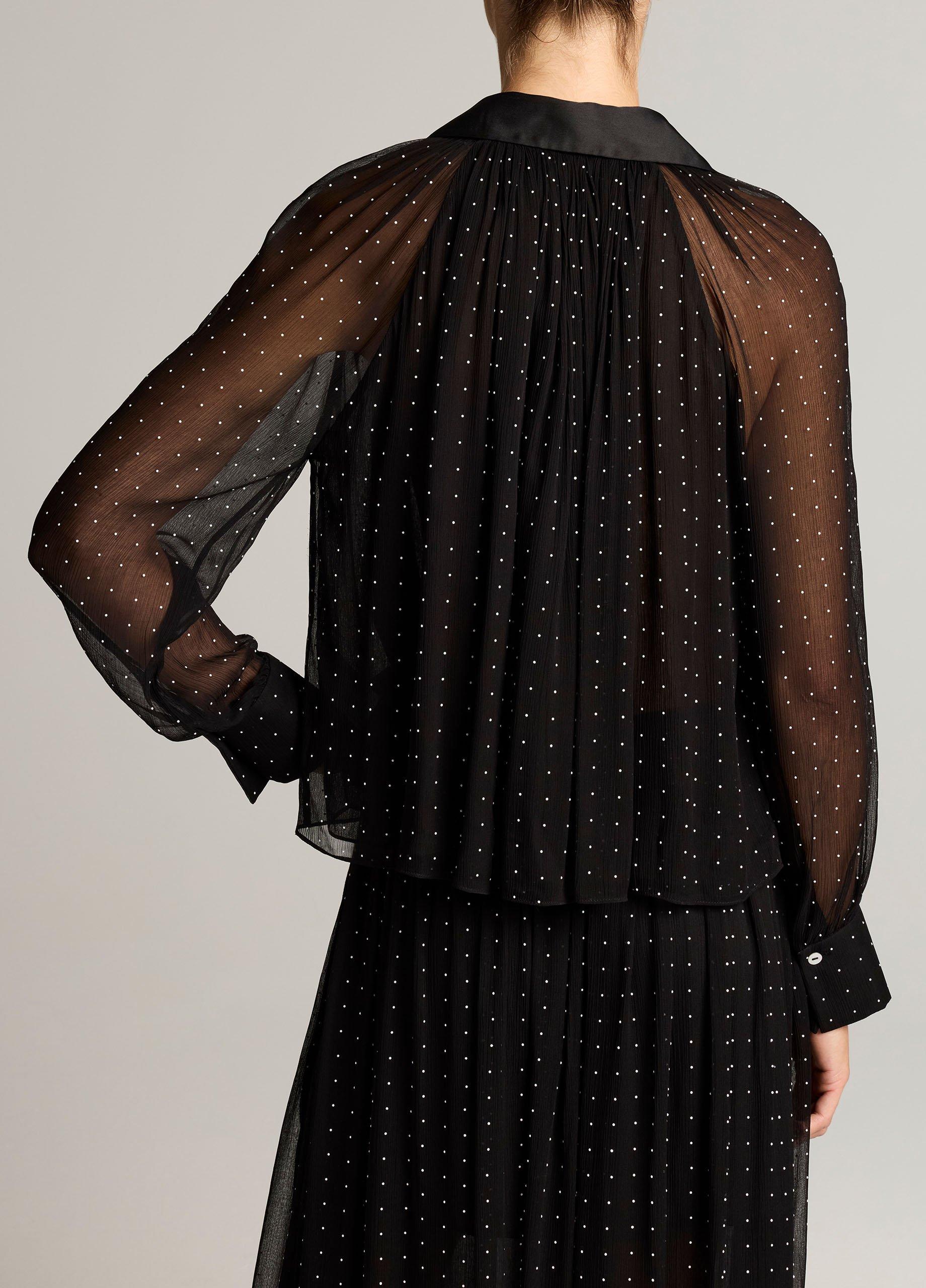 Heat-Set Dot Chiffon Gathered Blouse image number 2