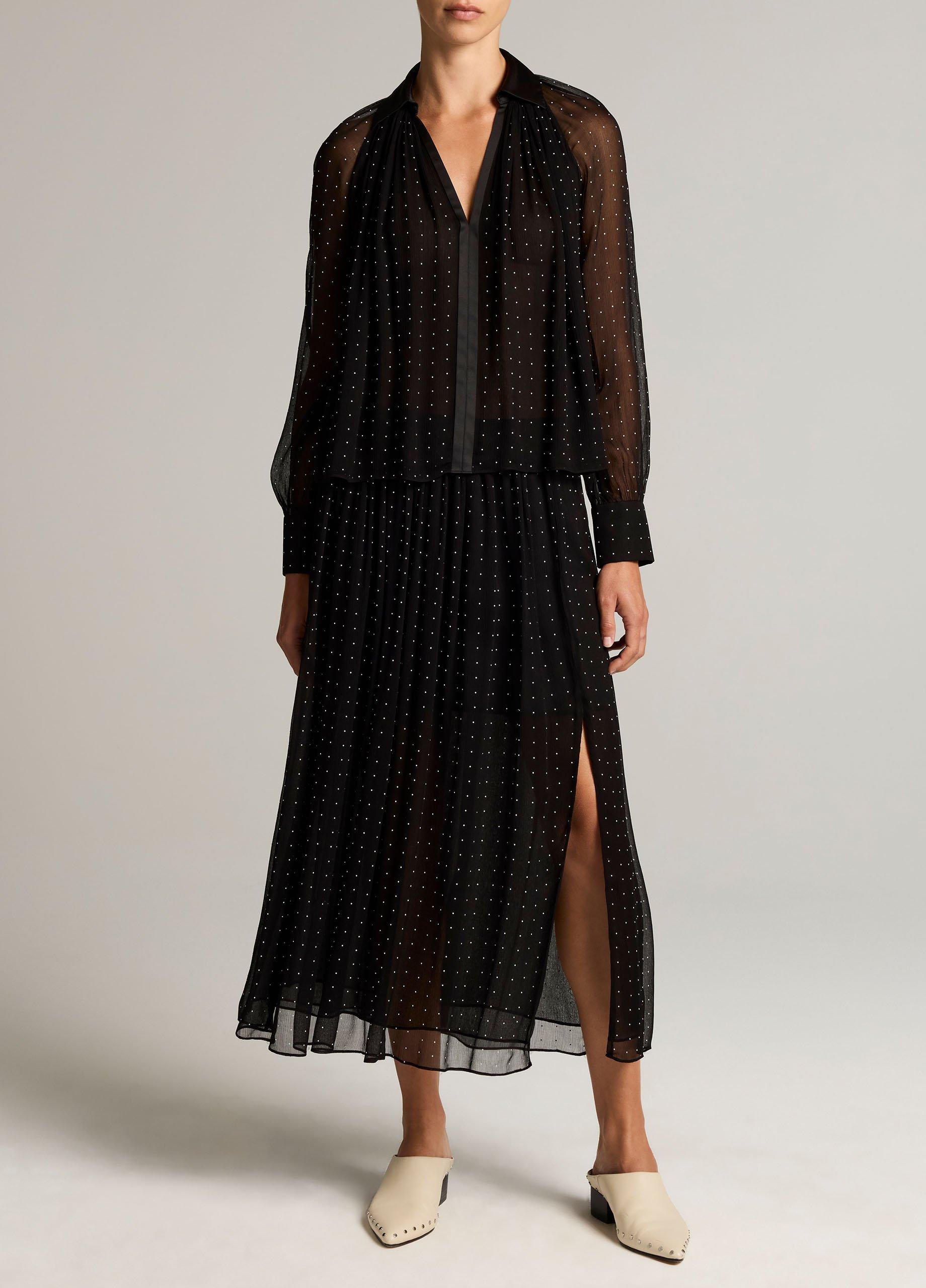 Heat-Set Dot Chiffon Gathered Skirt image number 0
