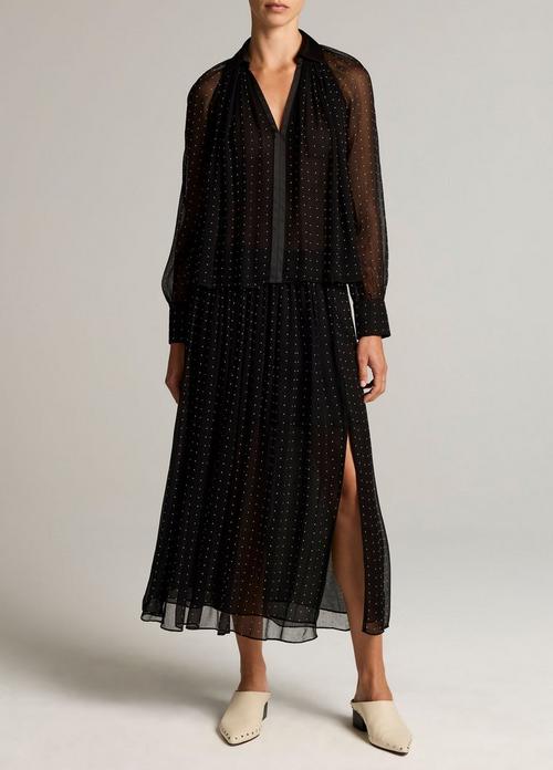 Heat-Set Dot Chiffon Gathered Skirt