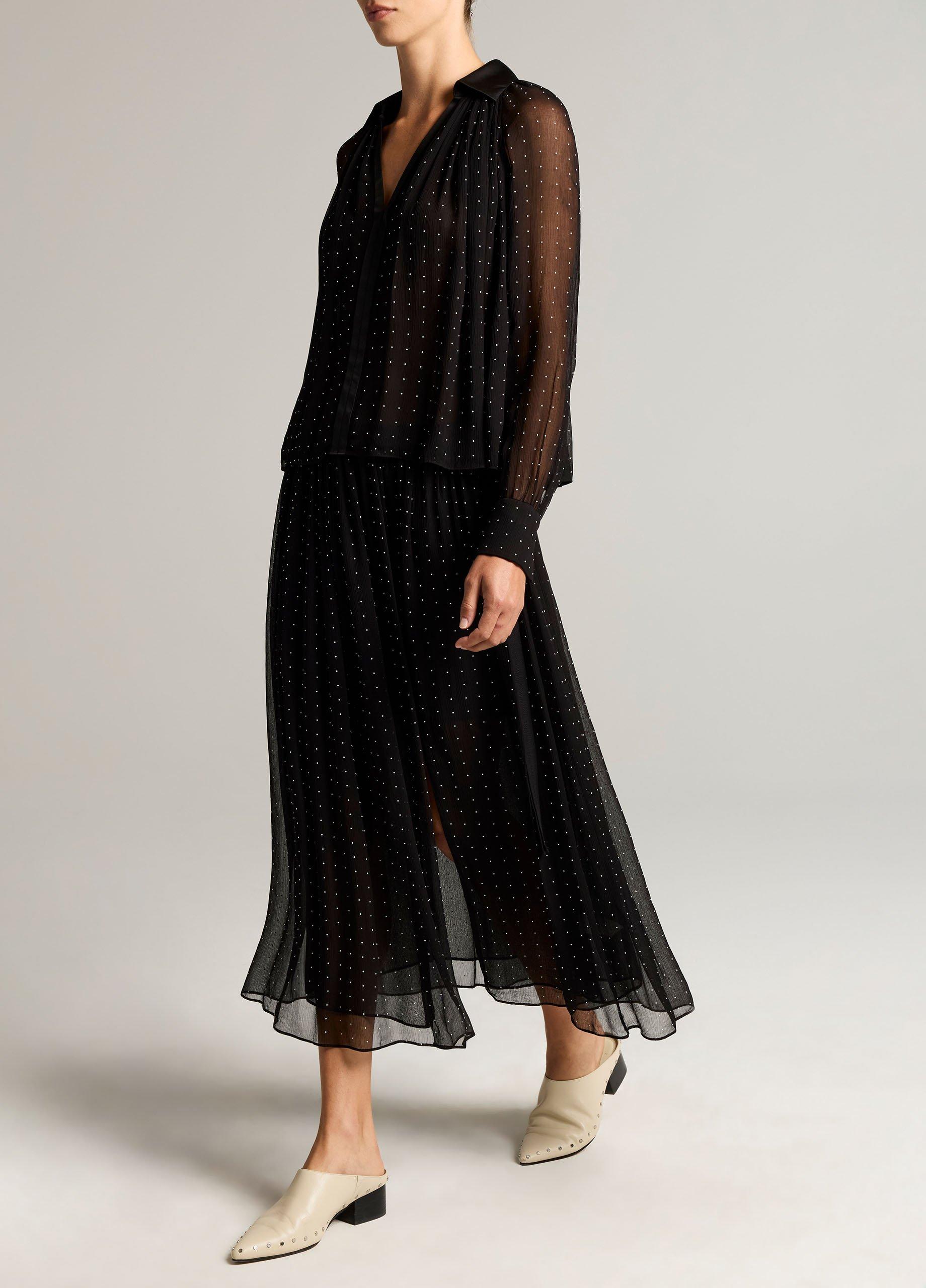 Heat-Set Dot Chiffon Gathered Skirt image number 1