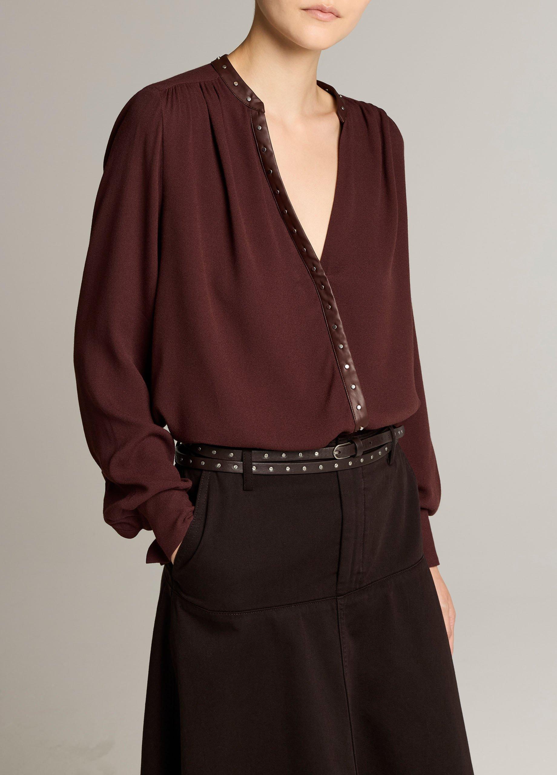 Studded Crepe Long-Sleeve Top image number 0
