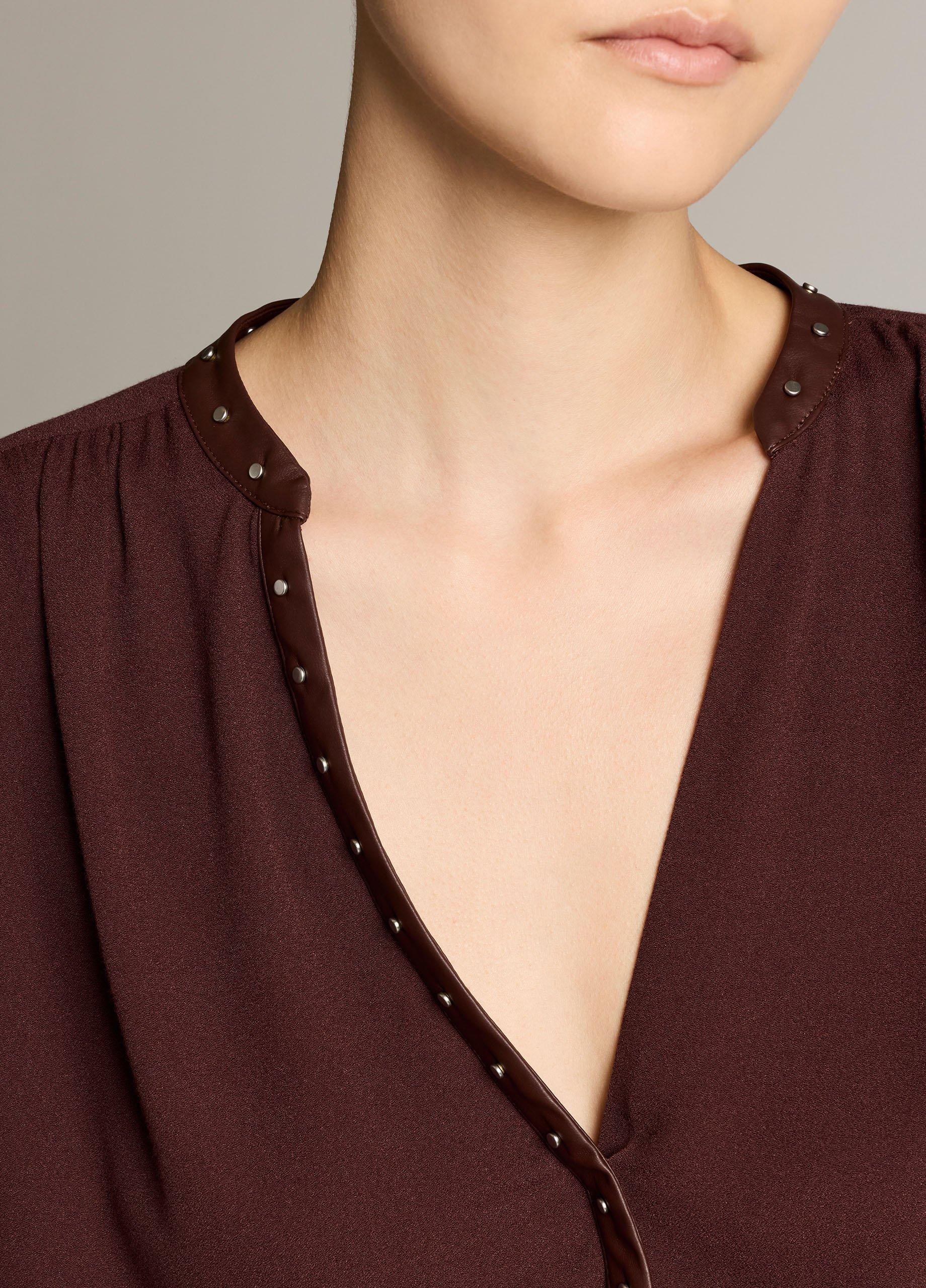 Studded Crepe Long-Sleeve Top image number 1